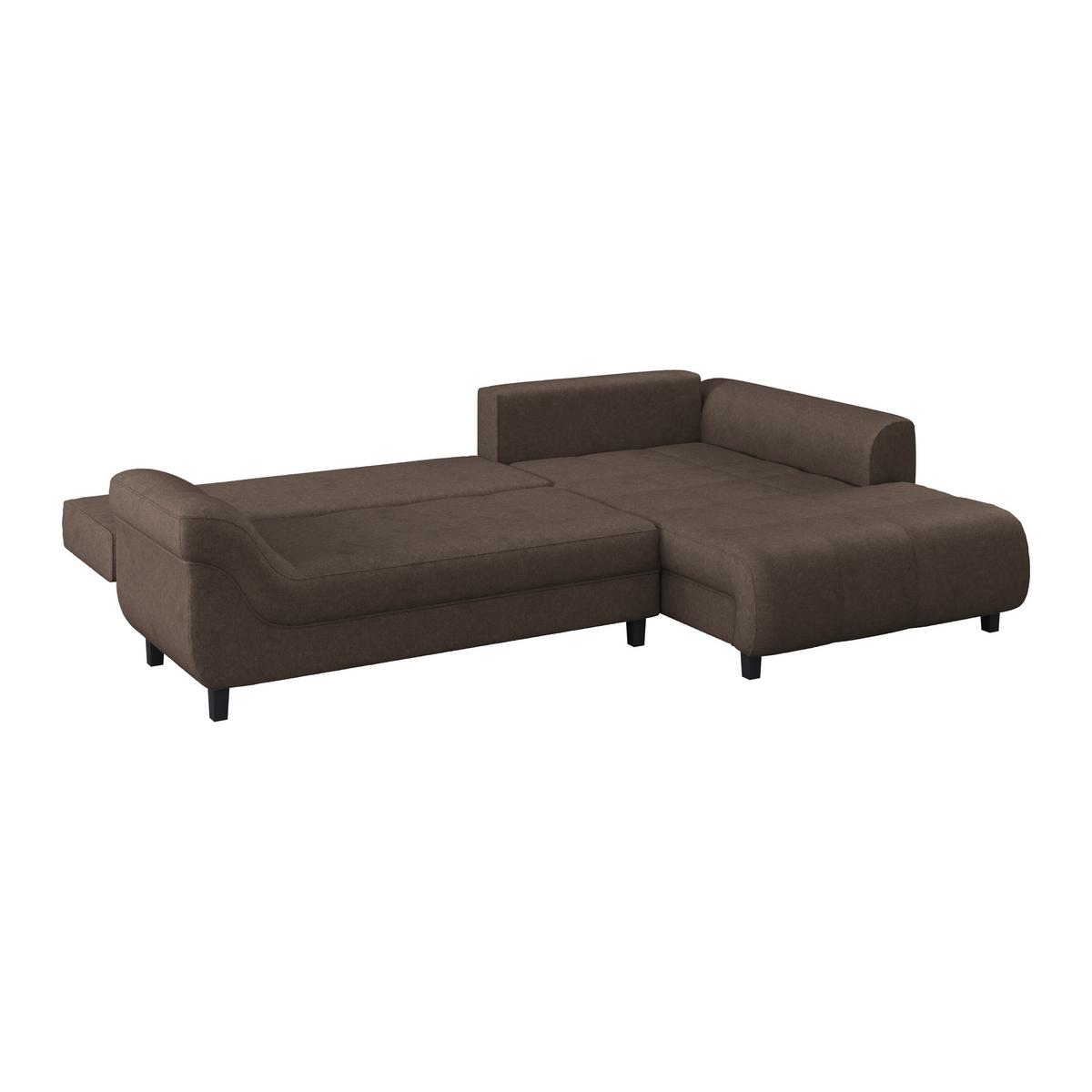 Ecksofa Mendoza - Dunkelbraun/Schwarz, Design, Textil (309/197cm) - Ondega