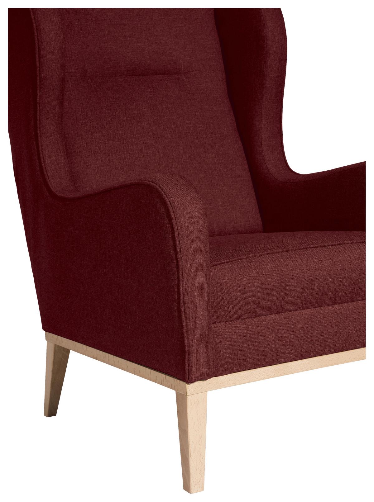 Ohrensessel Angelo - Rot/Naturfarben, KONVENTIONELL, Textil (66/104/78cm) - Max Winzer