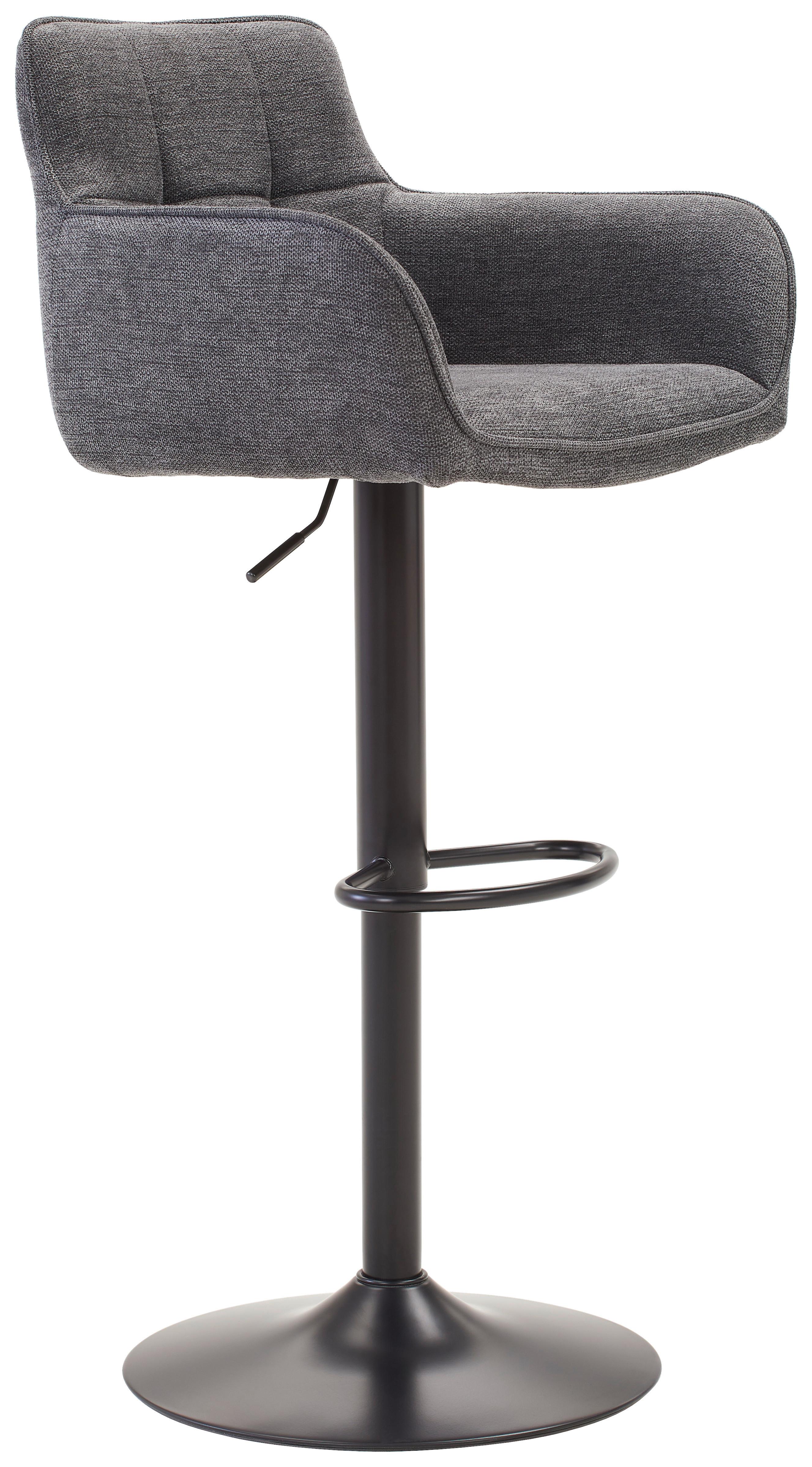 Barhocker Luigi Grau höhenverstellbar, B: 54,5 cm - Schwarz/Grau, MODERN, Textil/Metall (54,5/111,5/51,5cm) - Livetastic