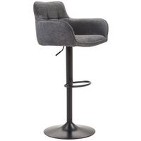 Barhocker Luigi Grau höhenverstellbar, B: 54,5 cm - Schwarz/Grau, MODERN, Textil/Metall (54,5/111,5/51,5cm) - Livetastic