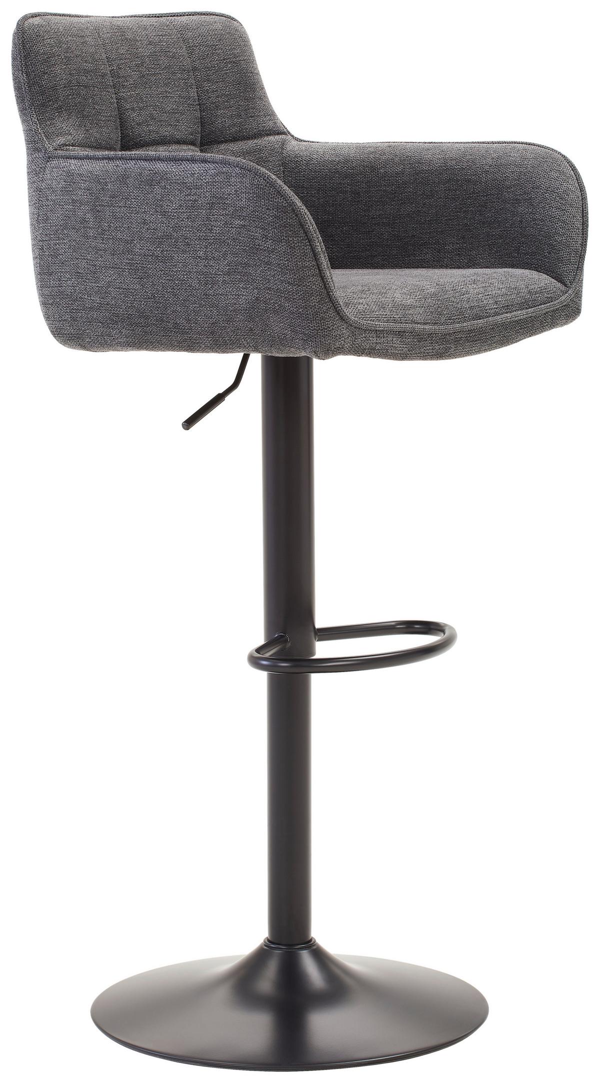 Barhocker Luigi Grau höhenverstellbar, B: 54,5 cm - Schwarz/Grau, MODERN, Textil/Metall (54,5/111,5/51,5cm) - Livetastic