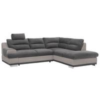 Ecksofa mit Schlaffunktion + Bettkasten Seaside, Velours - Chromfarben/Anthrazit, KONVENTIONELL, Textil (264/217cm) - MID.YOU