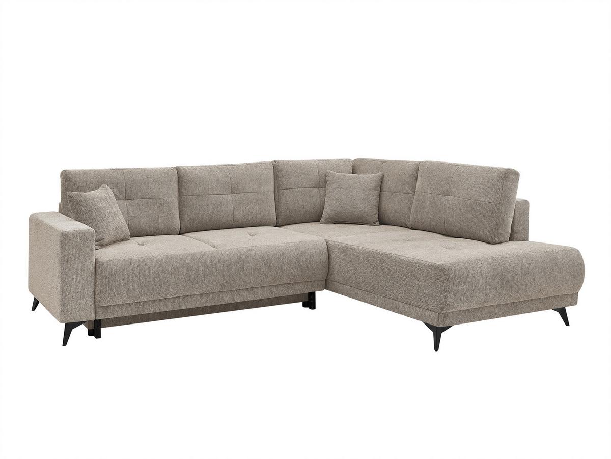 Ecksofa Texas Recr-Rechts Hellbraun S: 259x203 cm - Hellbraun/Schwarz, KONVENTIONELL, Holz (259/92/203cm)