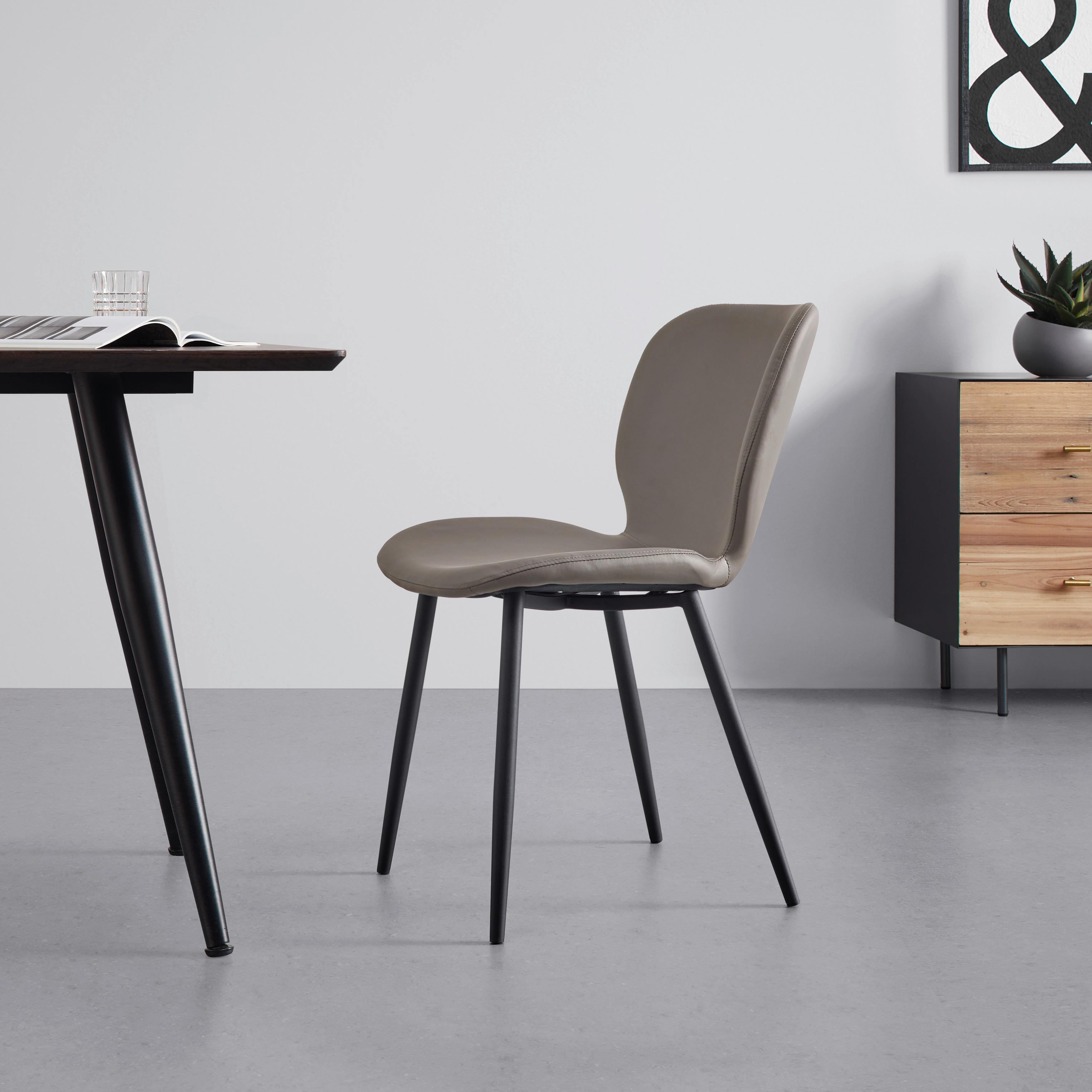 Židle Iery - Šedohnědá Koženka - černá/šedohnědá, Moderní, kov/dřevo (46/83/54cm) - Bessagi Home