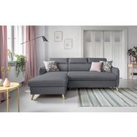 Rozkladacia sedačka Simone, ľavé prevedenie - sivá/prírodná farba, Modern, drevo/textil (228/82/95/162cm)