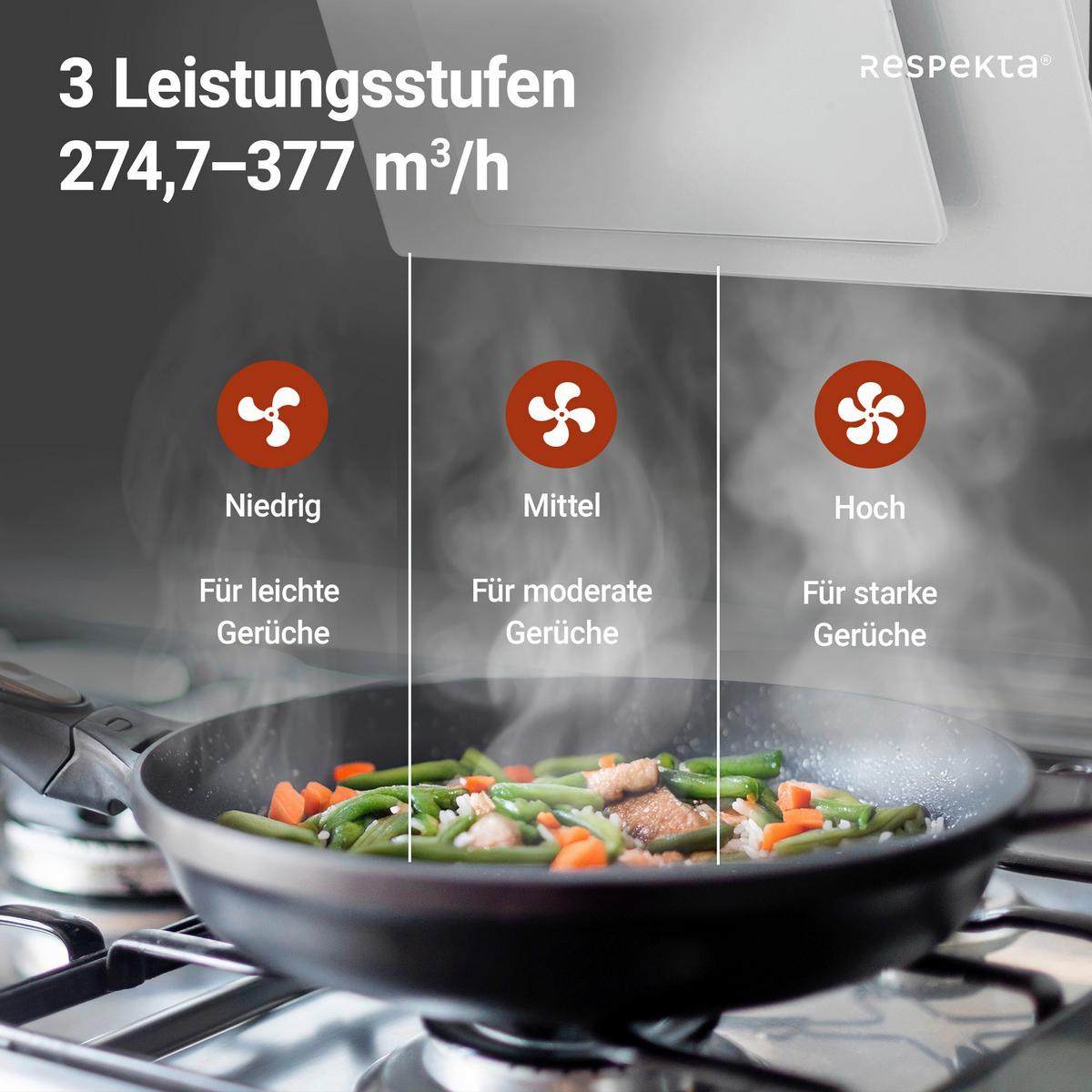 Dusntabzugshaube Leila Weiß B: 59,8 Cm, Led - Weiß, Trend, Glas/Metall (59,8/72,7-110,7/30,5cm) - Respekta