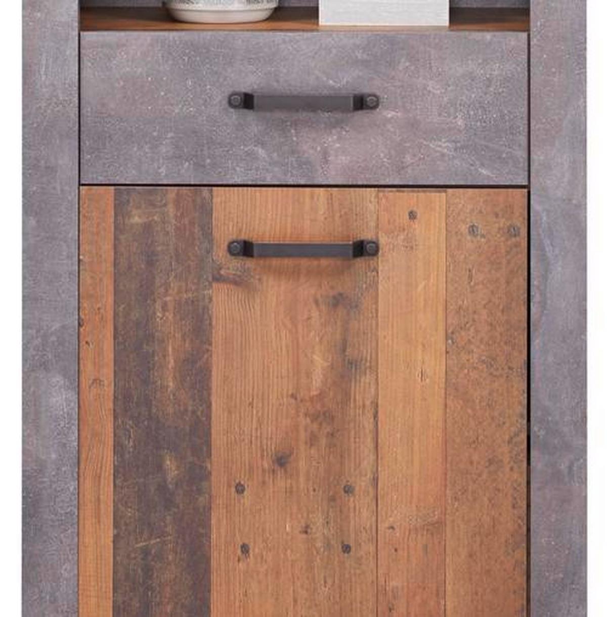Mehrzweckschrank Ontario Old Style Deko Bxh 71,4x200 Cm - Dunkelgrau/Eichefarben, Trend, Holzwerkstoff (71,4/200/41,5cm) - Ondega