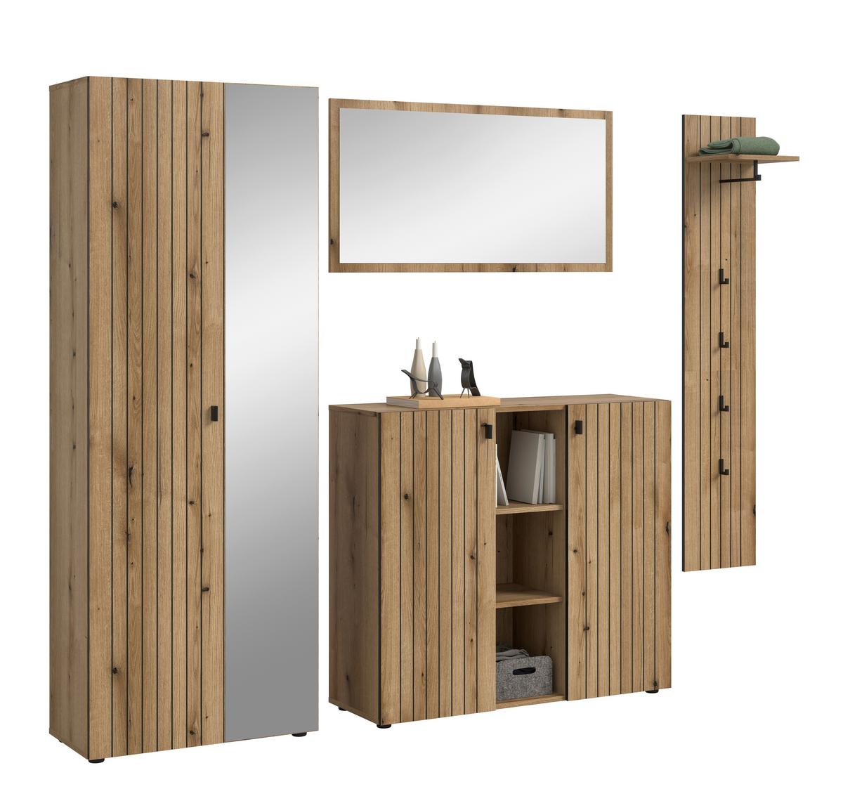 Garderobe Station Eiche Dekor B: 237cm - Eichefarben, Design, Holzwerkstoff (237/192/37cm) - MID.YOU