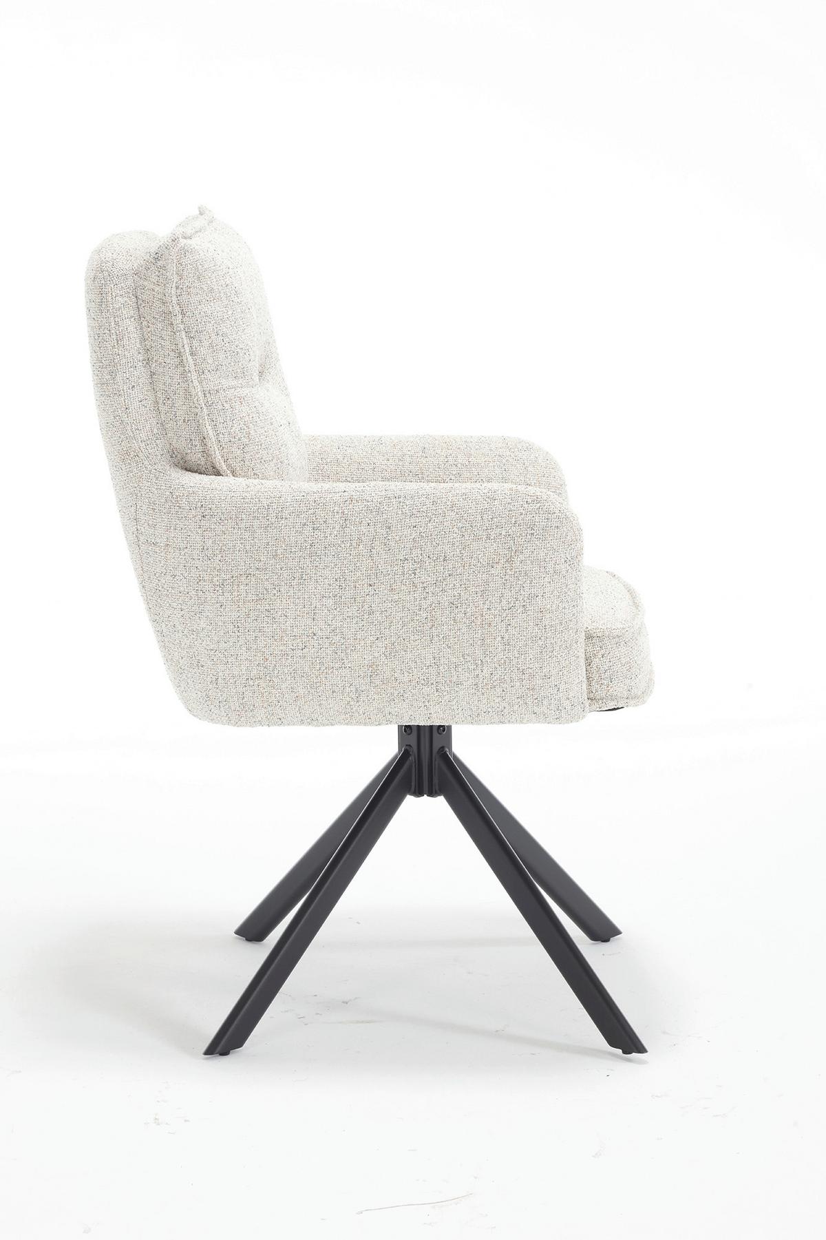 Armlehnstuhl Beige B: 60cm - Beige/Schwarz, MODERN, Textil/Metall (60/93/67cm) - Livetastic