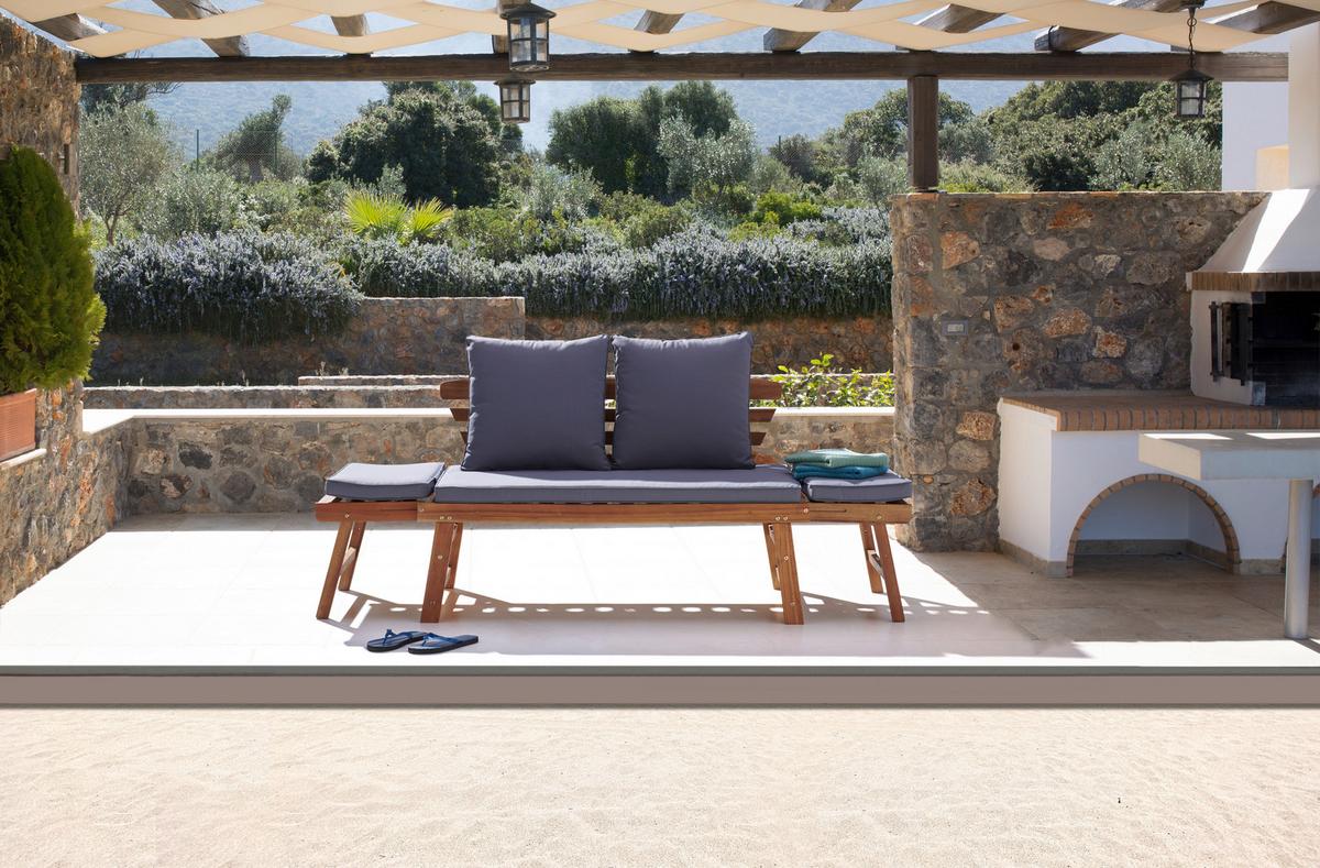 Kerti Pad Bali - akáciaszínű/szürke, Modern, textil/fa (190/75/68cm) - James Wood