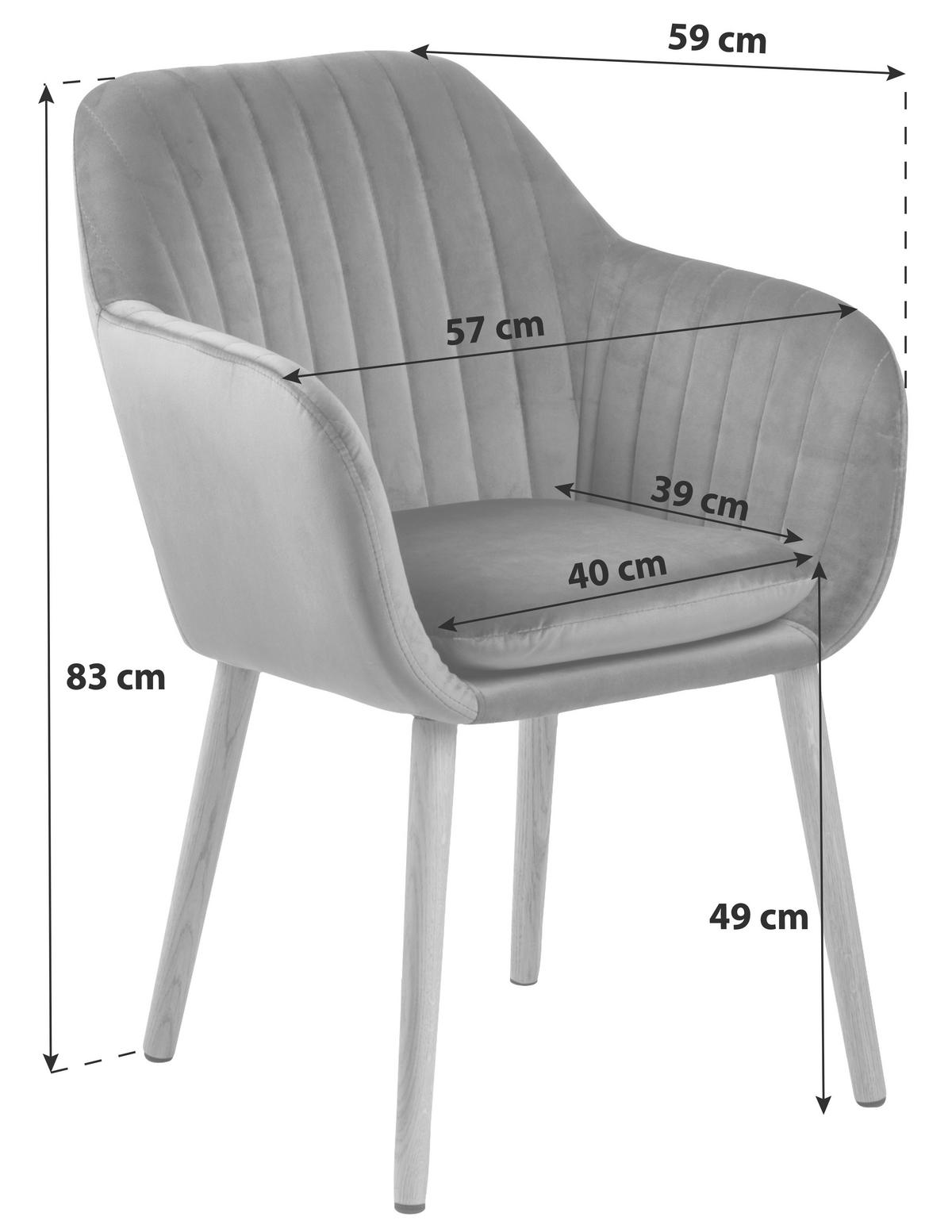 Stolička s podrúčkami EMILIA tmavá sivá - černá/tmavě šedá, Trend, kov/textil (57/83/59cm) - Ambia Home