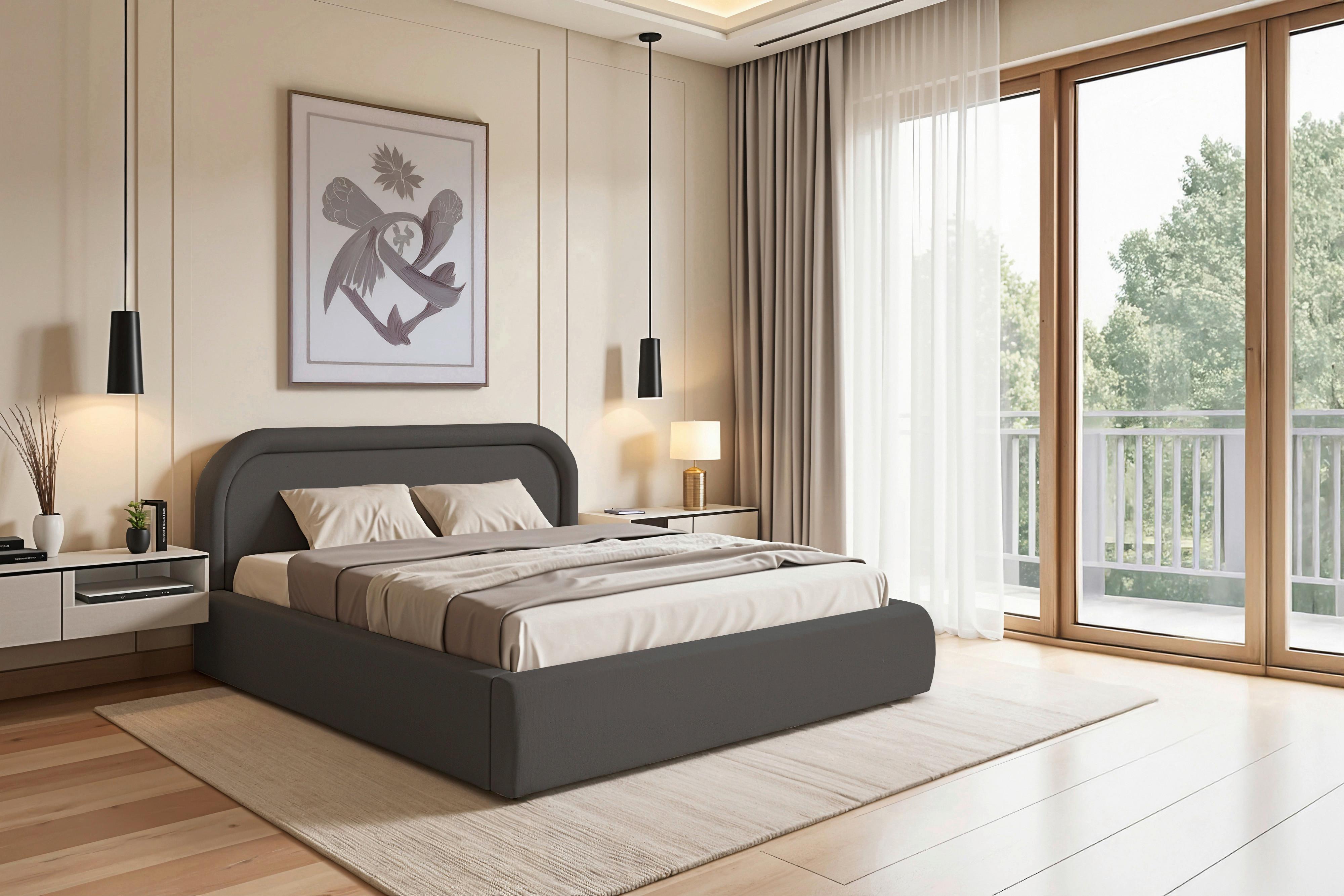 Polsterbett Dafne Schwarz Lf: 140x200 Cm - Eichefarben/Schwarz, MODERN, Holz/Textil (140/200cm) - Livetastic