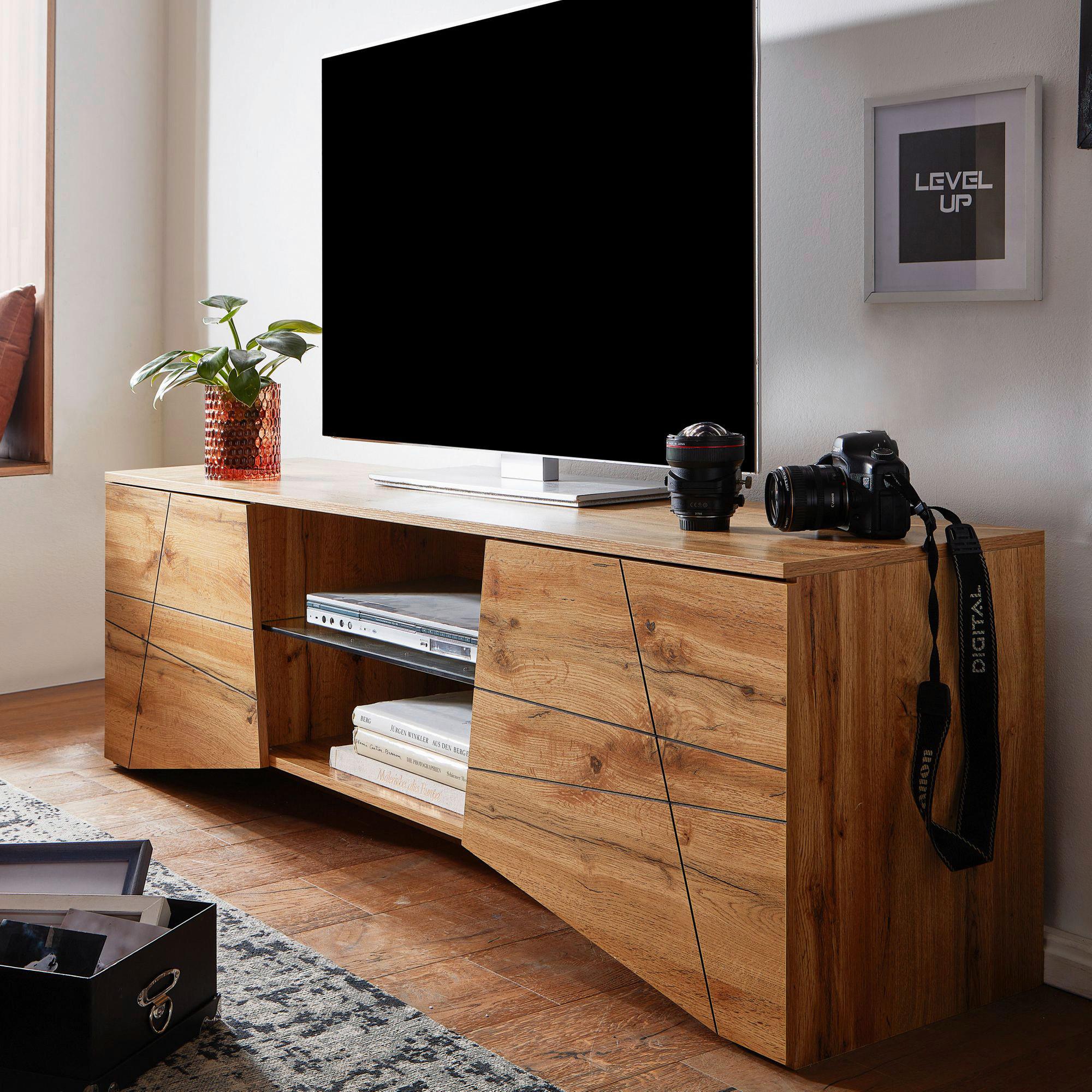 Lowboard Wohnling B: 160 cm Braun - Braun, MODERN, Glas/Holzwerkstoff (160/50/40cm) - MID.YOU