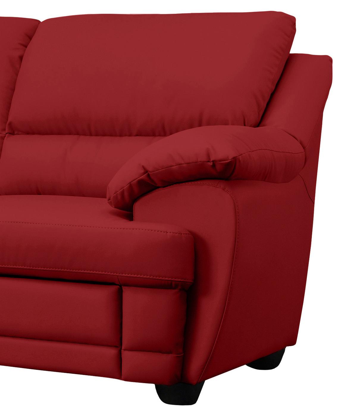 Ecksofa Nebolo Rot Lederlook - Rot, Design, Textil (225/245cm) - Livetastic