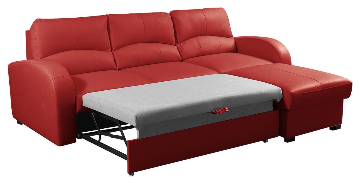 Ecksofa Tilo Rot S: 227 cm - Rot/Schwarz, Design, Leder/Textil (227/168cm) - Livetastic
