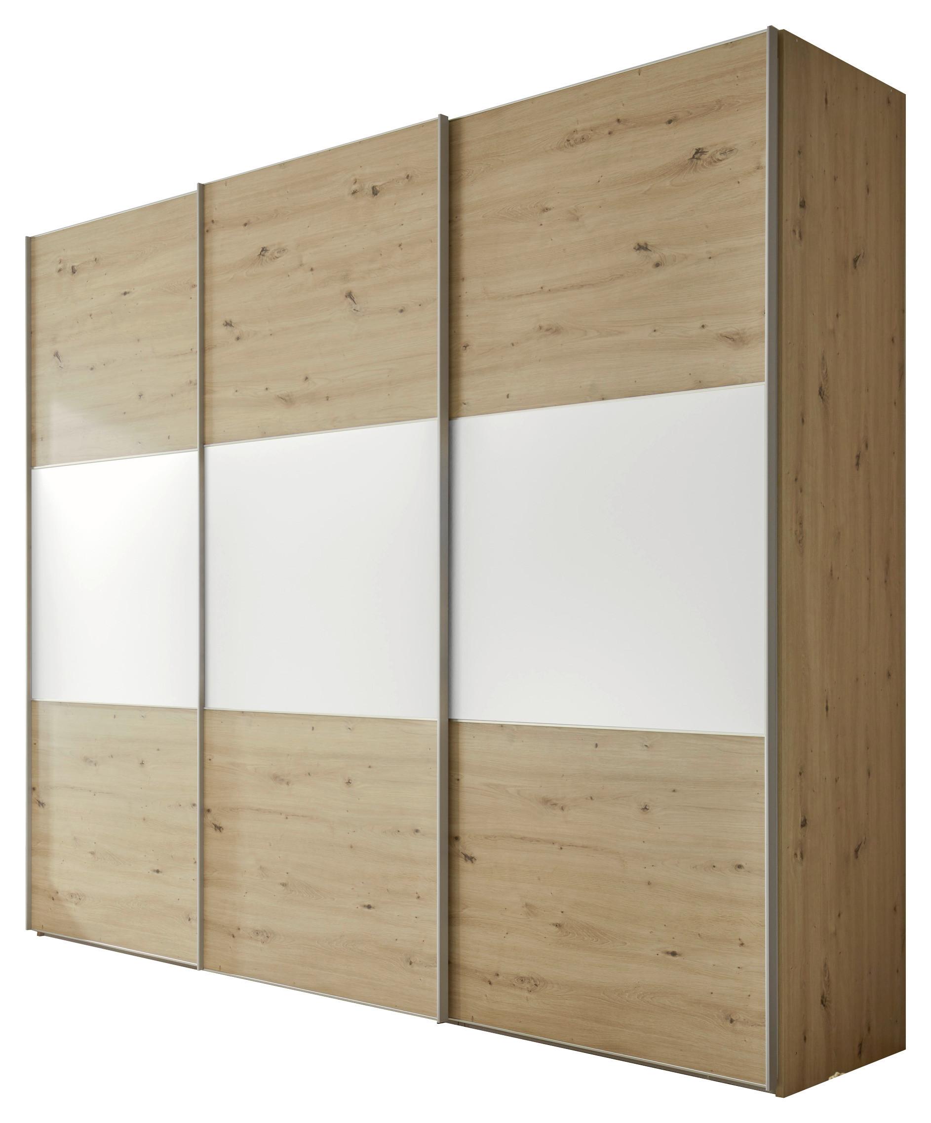 Schwebetürenschrank B: 280 cm Includo, Artisan Eiche/Weiß - Weiß/Eiche Artisan, Design (280/222/68cm) - MID.YOU