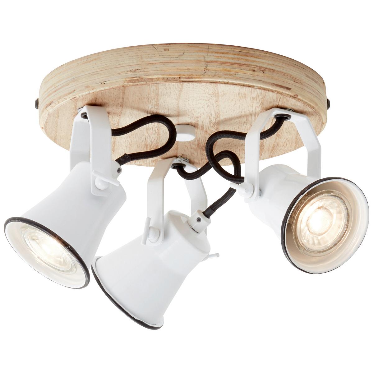 Deckenleuchte Seed Ø 28 cm Schwenkbar - Weiß, Natur, Holz/Metall (28/13cm) - Brilliant