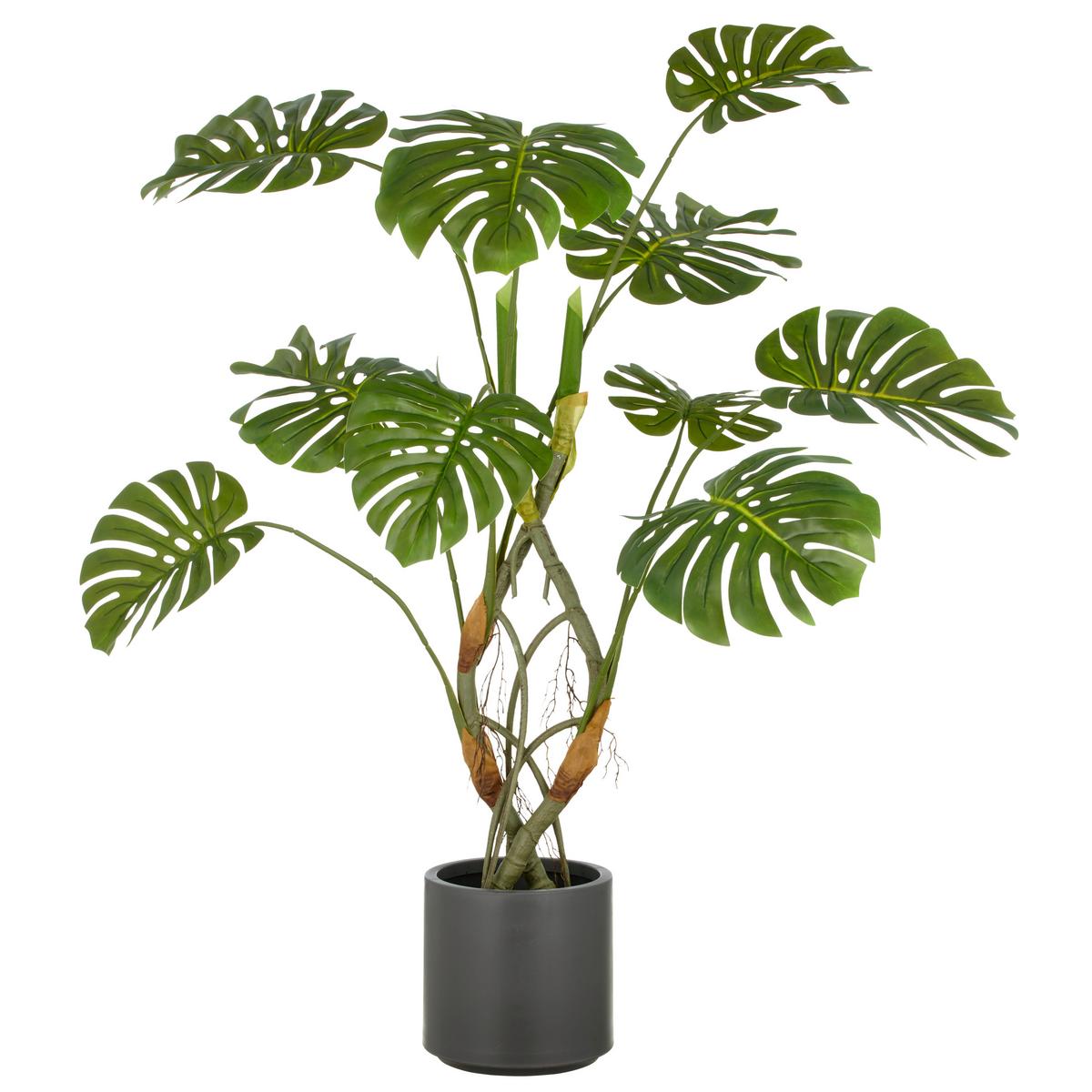Split Philodendron Kunststoff, Grün, H: 120 Cm - Braun/Grau, Basics, Kunststoff (120cm) - P & B
