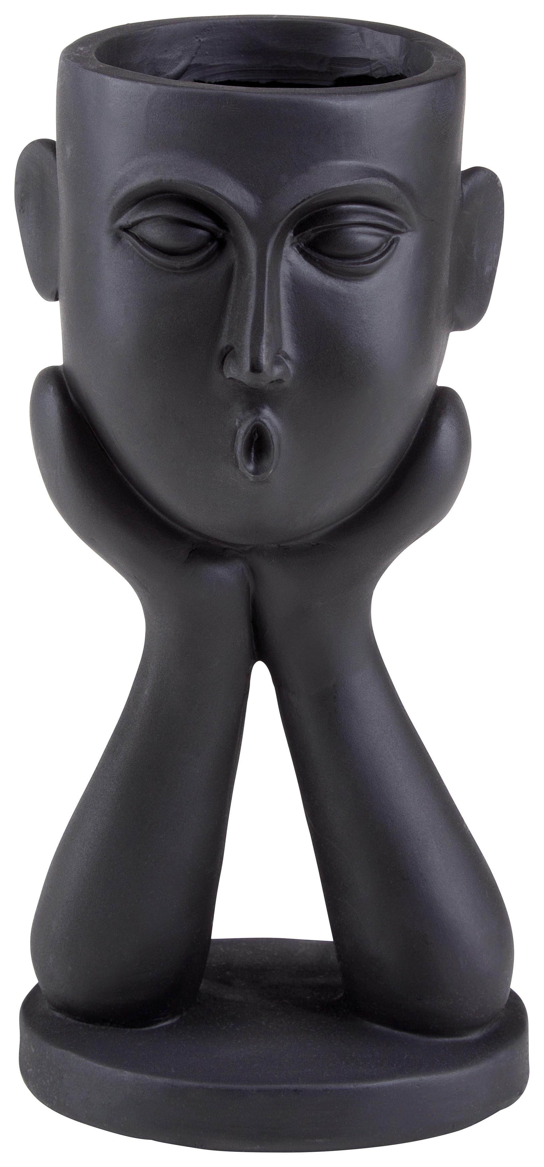 Übertopf Silvana Aus Polyresin In- Und Outdoor, Schwarz - Schwarz, MODERN, Kunststoff (12/11,5/24,5cm) - Luca Bessoni