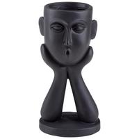 Übertopf Silvana Aus Polyresin In- Und Outdoor, Schwarz - Schwarz, MODERN, Kunststoff (12/11,5/24,5cm) - Luca Bessoni