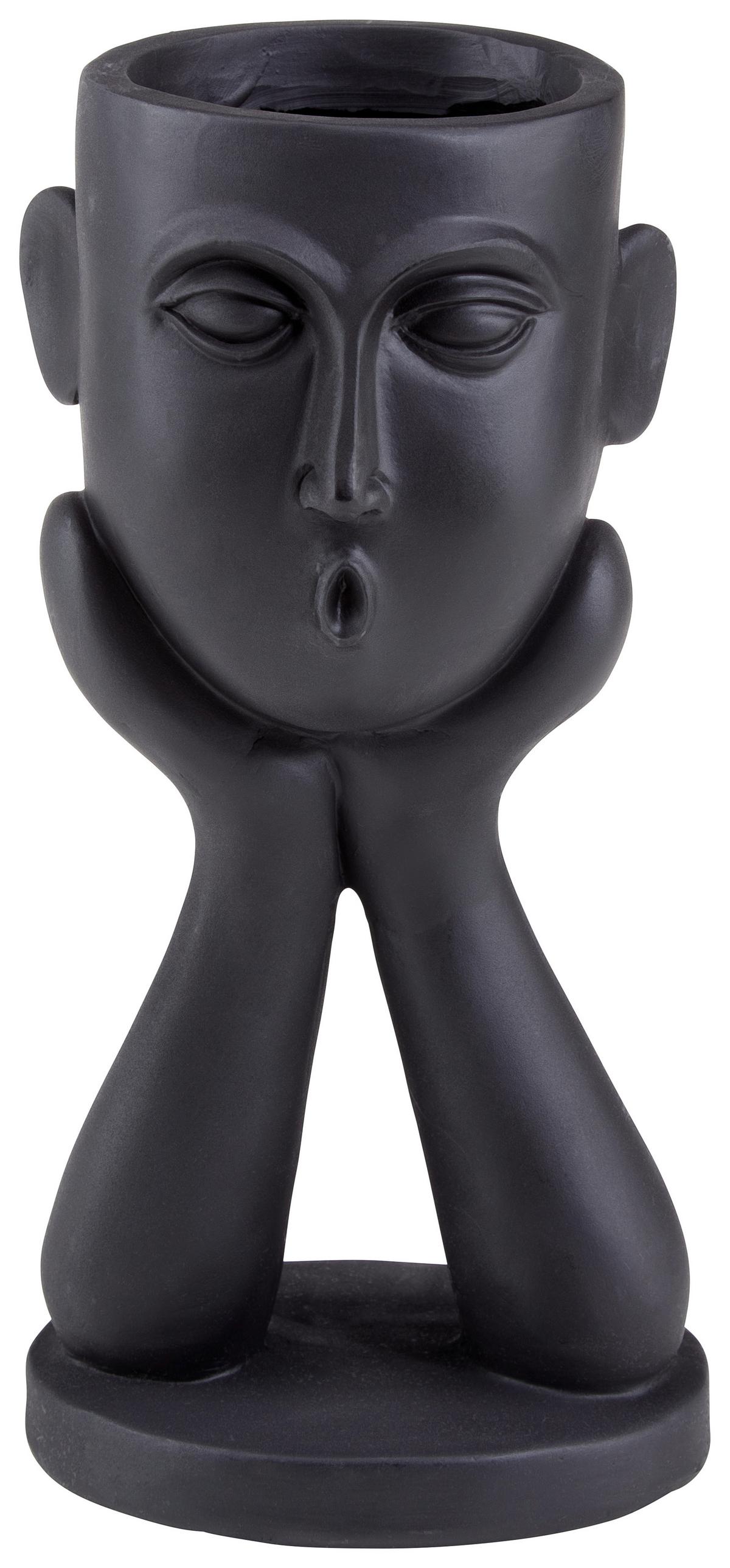 Übertopf Silvana Aus Polyresin In- Und Outdoor, Schwarz - Schwarz, MODERN, Kunststoff (12/11,5/24,5cm) - Luca Bessoni