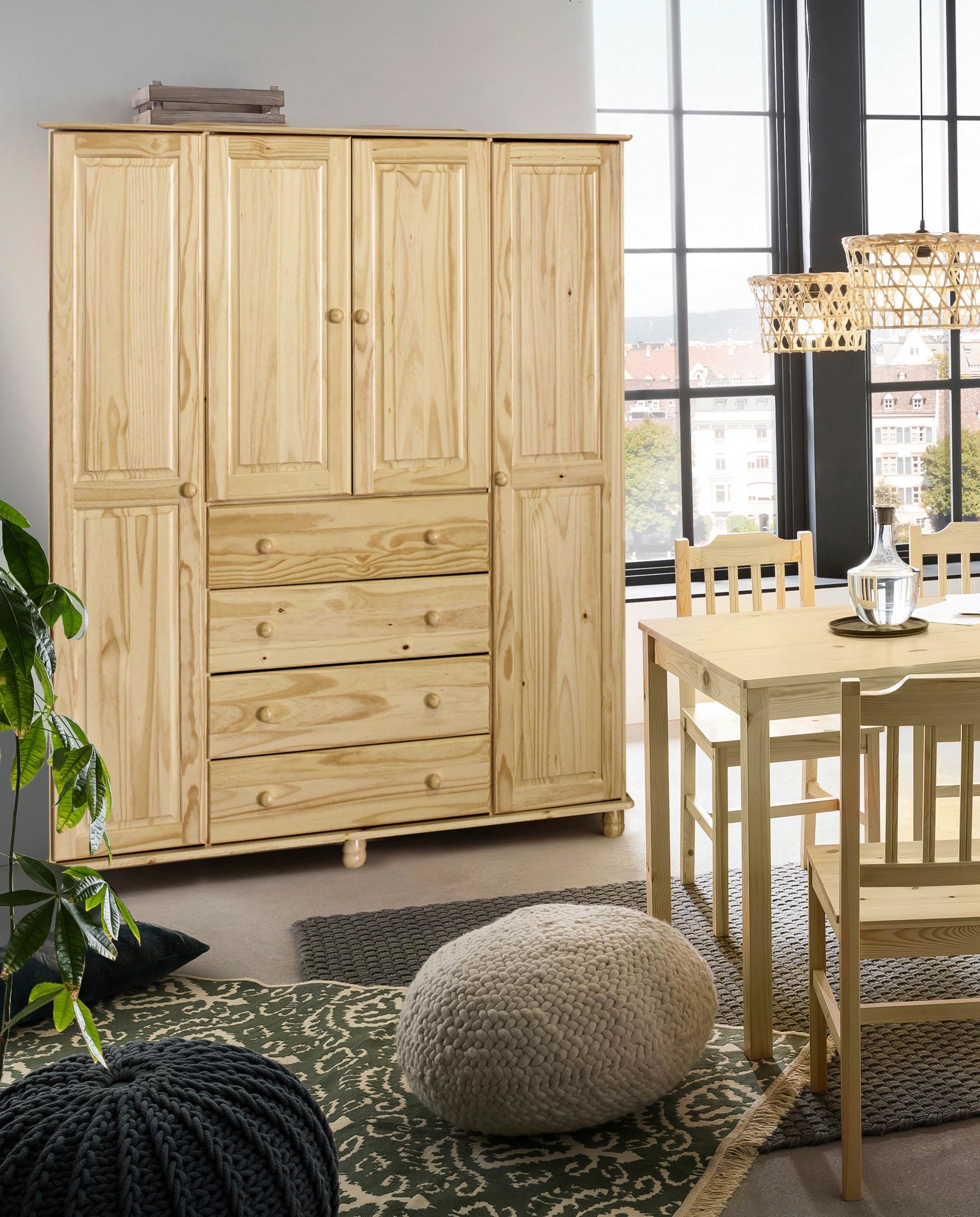 Drehtürenschrank Naturfarben B: 156 Cm - Naturfarben, Natur, Holz (156/177/52cm) - Livetastic