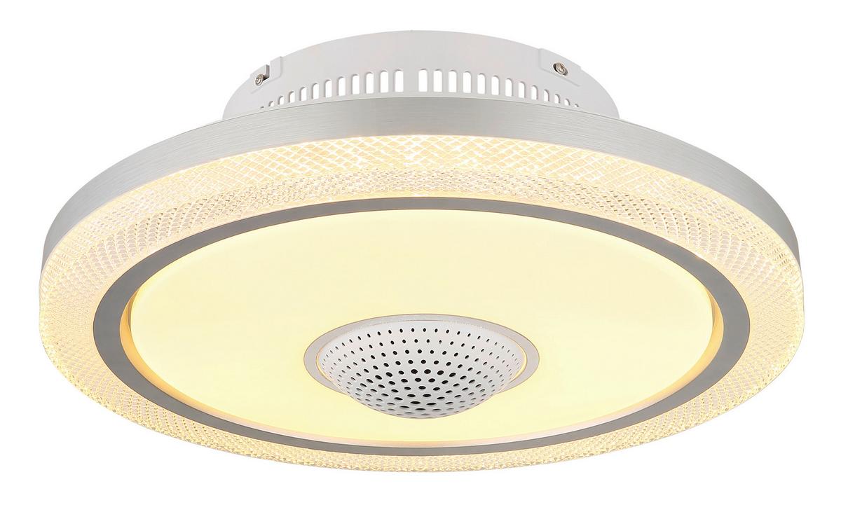 Deckenventilator Klar Opal Weiß D: 50 cm - Klar/Opal, Design, Kunststoff/Metall (50/21cm) - Globo