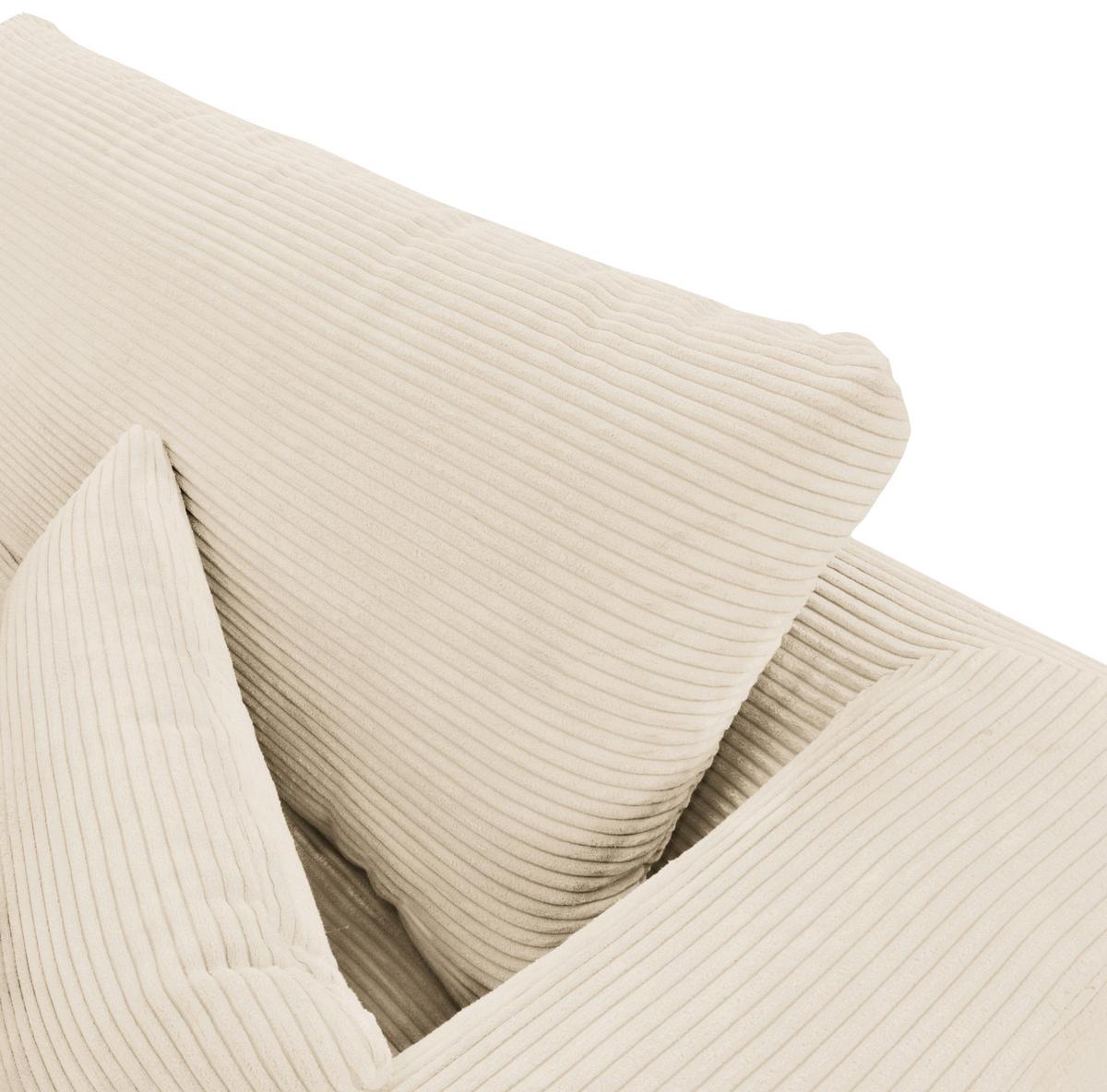 Ecksofa Berlin Cord Creme 313x172 cm - Creme/Schwarz, Design, Textil (313/172cm) - Livetastic