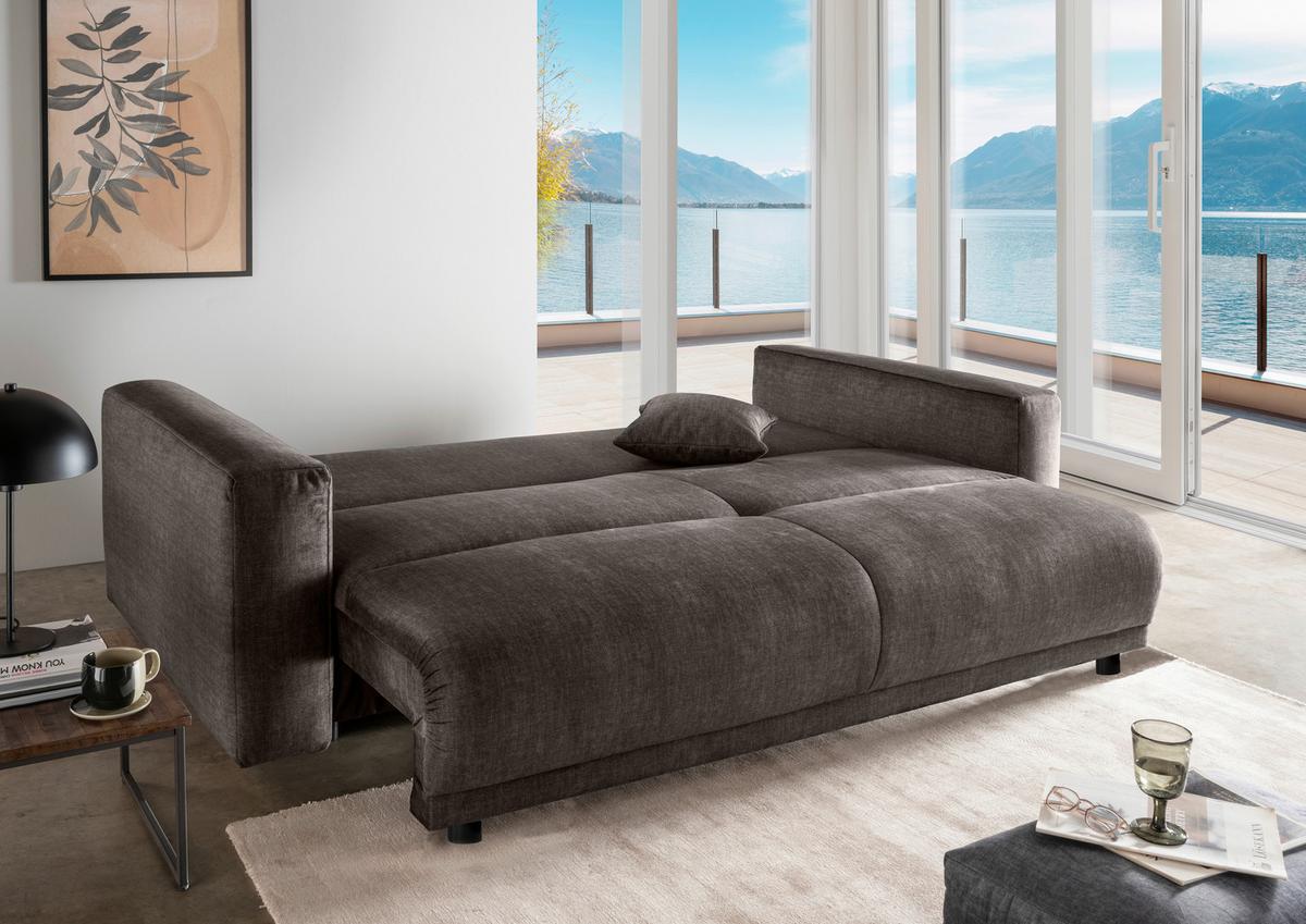Schlafsofa Longo, Dunkelbraun B: 245 Cm - Dunkelbraun/Schwarz, MODERN, Textil (245/86/126cm) - Livetastic