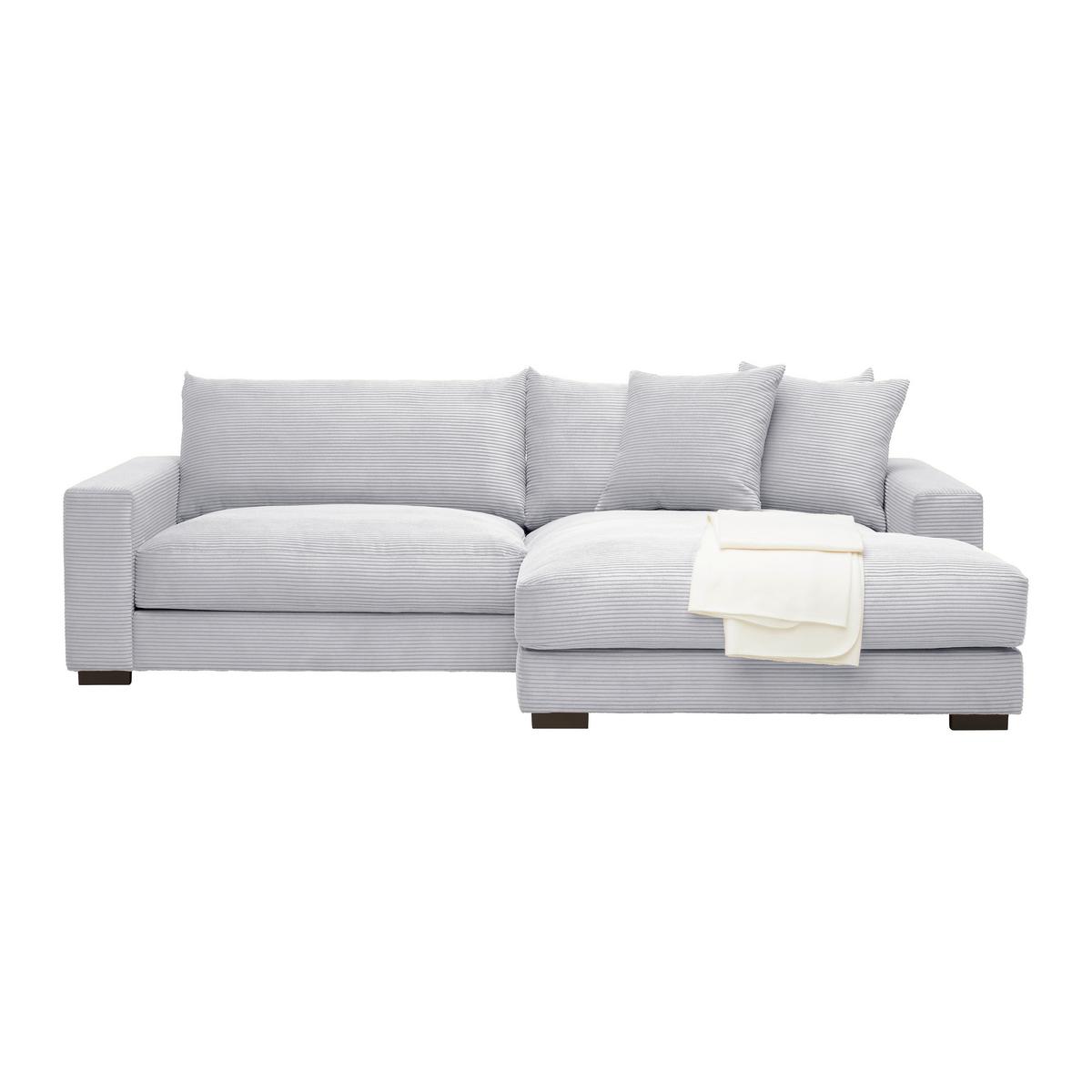 Rohová sedačka PEDRO, pravá, svetlě šedý manšestr - světle šedá, Moderní, textil (265/180cm) - Mömax