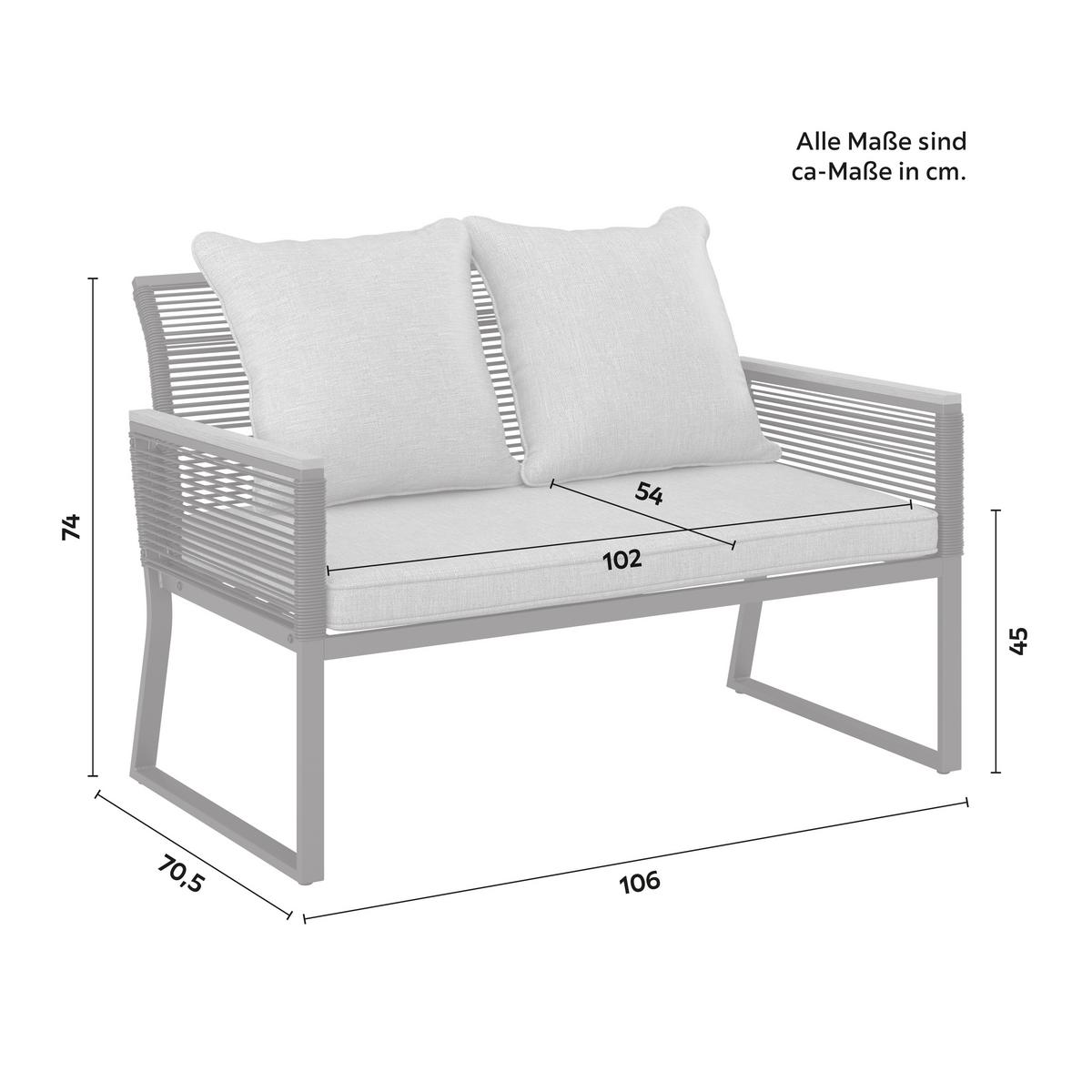 TERASOVÁ SEDACIA SÚPRAVA PAULINA - čierna/svetlosivá, Modern, kov/textil (106/74/70,5cm) - Bessagi Garden