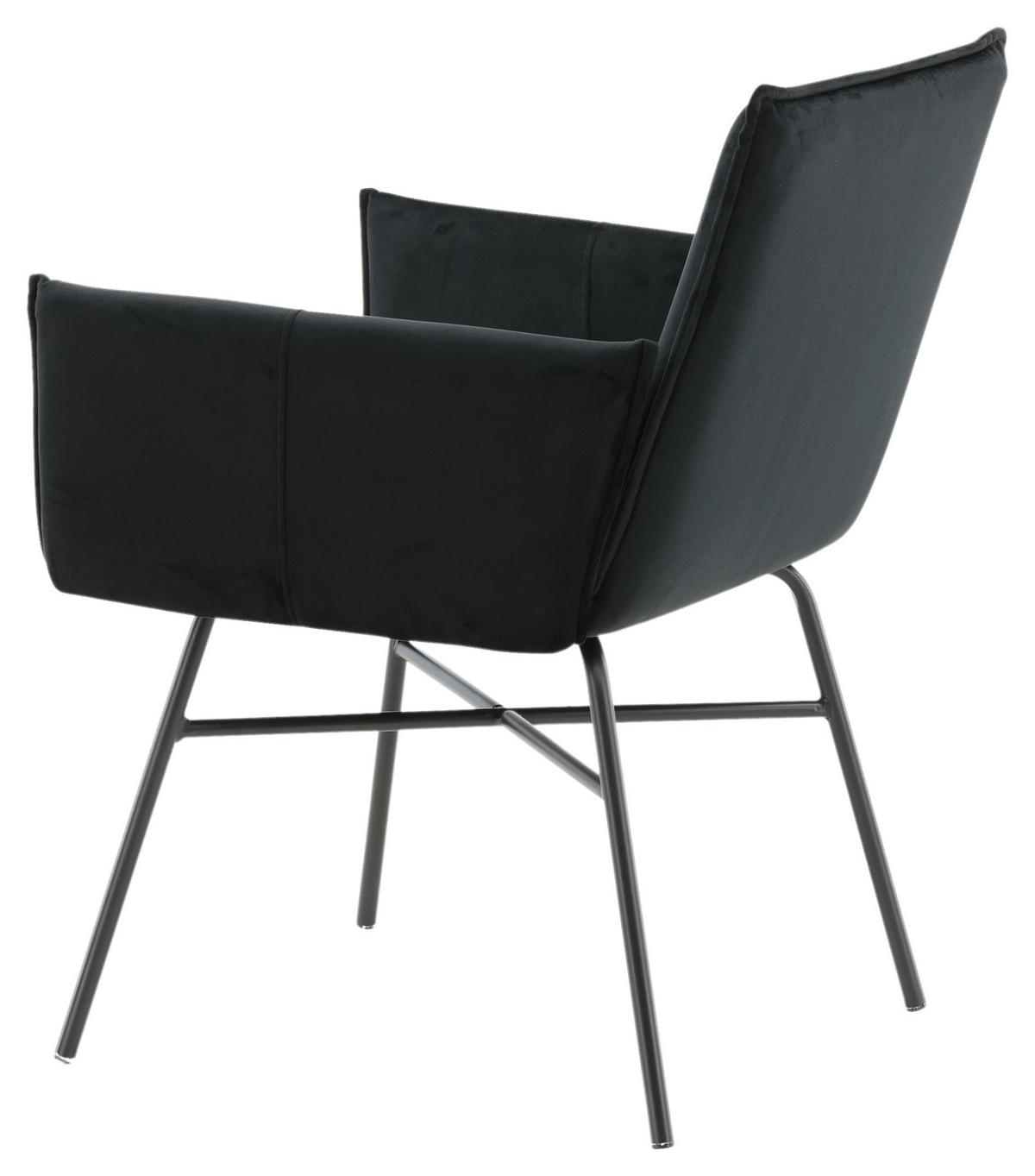 Stuhl Petra - Schwarz, Design, Textil/Metall (57/87/60cm) - Livetastic