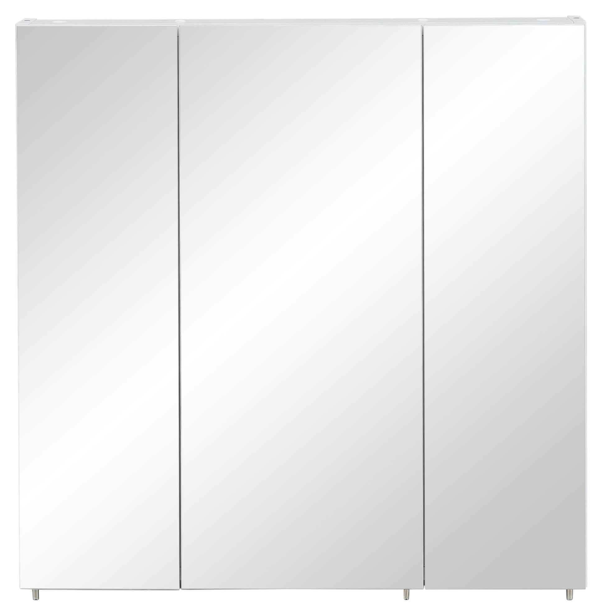 Spiegelschrank Lumo 3-Türig BxHxT: 70x71x16 cm - Weiß, MODERN, Glas/Holzwerkstoff (70,0/70,7/15,6cm) - MID.YOU