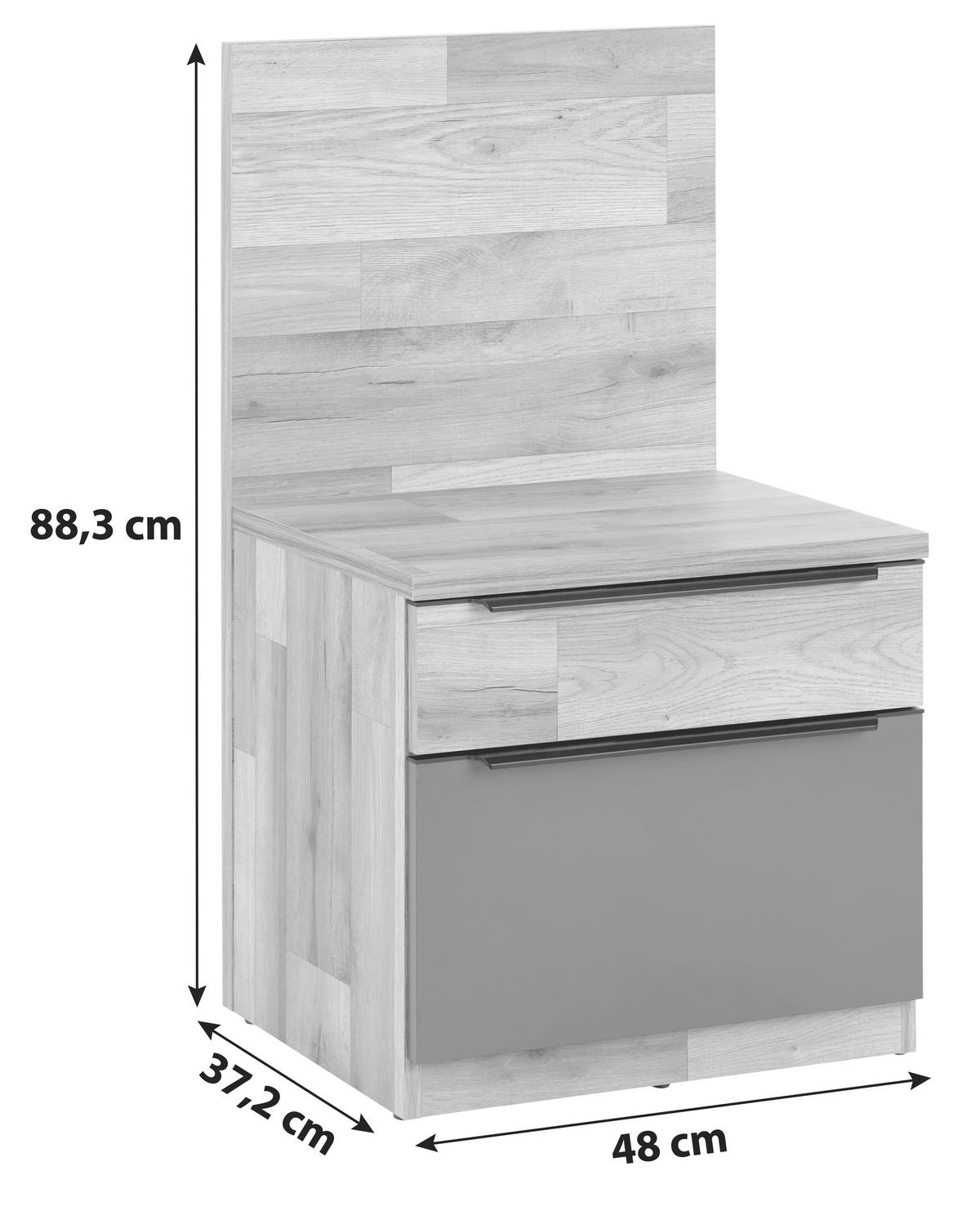 NOČNÍ STOLEK JAMES - barvy dubu/černá, Konvenční, kompozitní dřevo/plast (48/88,3/37,2cm) - James Wood