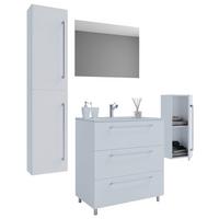 Badezimmer Schubo 5-Teilig Weiß B: 126 cm - Alufarben/Weiß, MODERN, Keramik/Holzwerkstoff (126cm) - MID.YOU