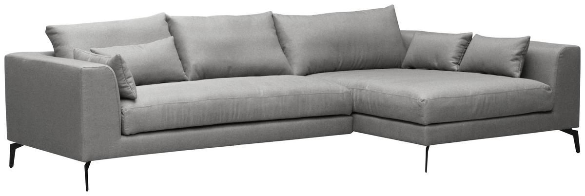 Ecksofa Berlin Webstoff Grau 313x172 Cm - Schwarz/Grau, Design, Textil (313/172cm) - Livetastic
