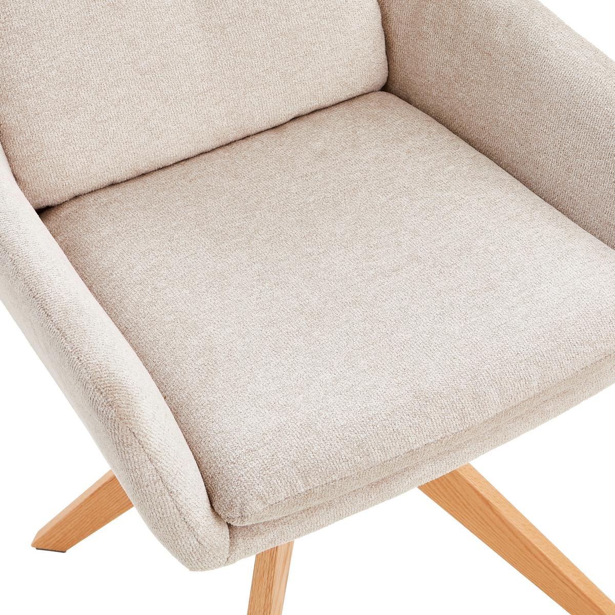 Armlehnstuhl Slide Creme B: 58 cm - Eichefarben/Creme, MODERN, Holz/Textil (58/91/63,5cm) - Livetastic