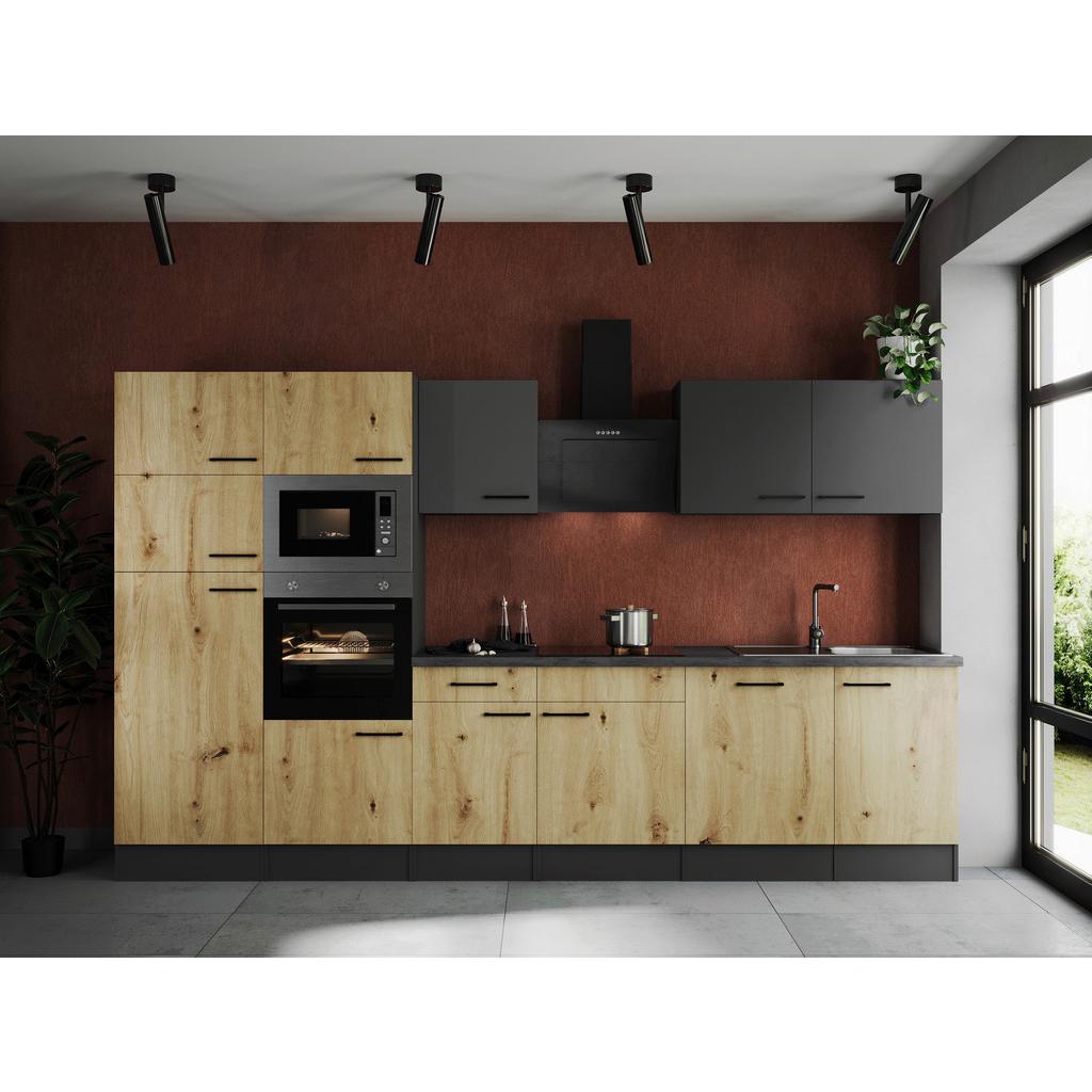 Küchenzeile Oliver mit Geräten 340 cm Artisan Dekor, Grau