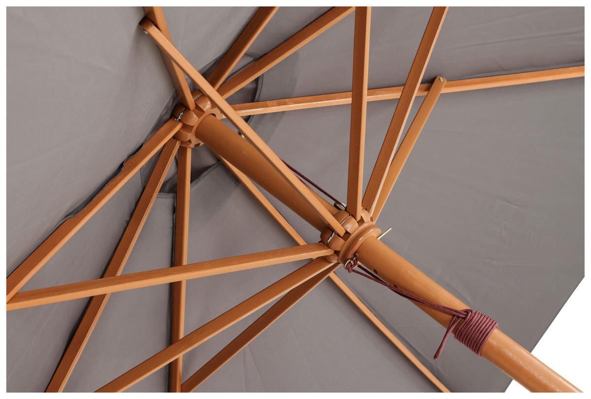 Sonnenschirm Ixos DM: 300cm H: 244cm Grau - Grau, KONVENTIONELL, Holz/Textil (300/244cm) - Gardenson