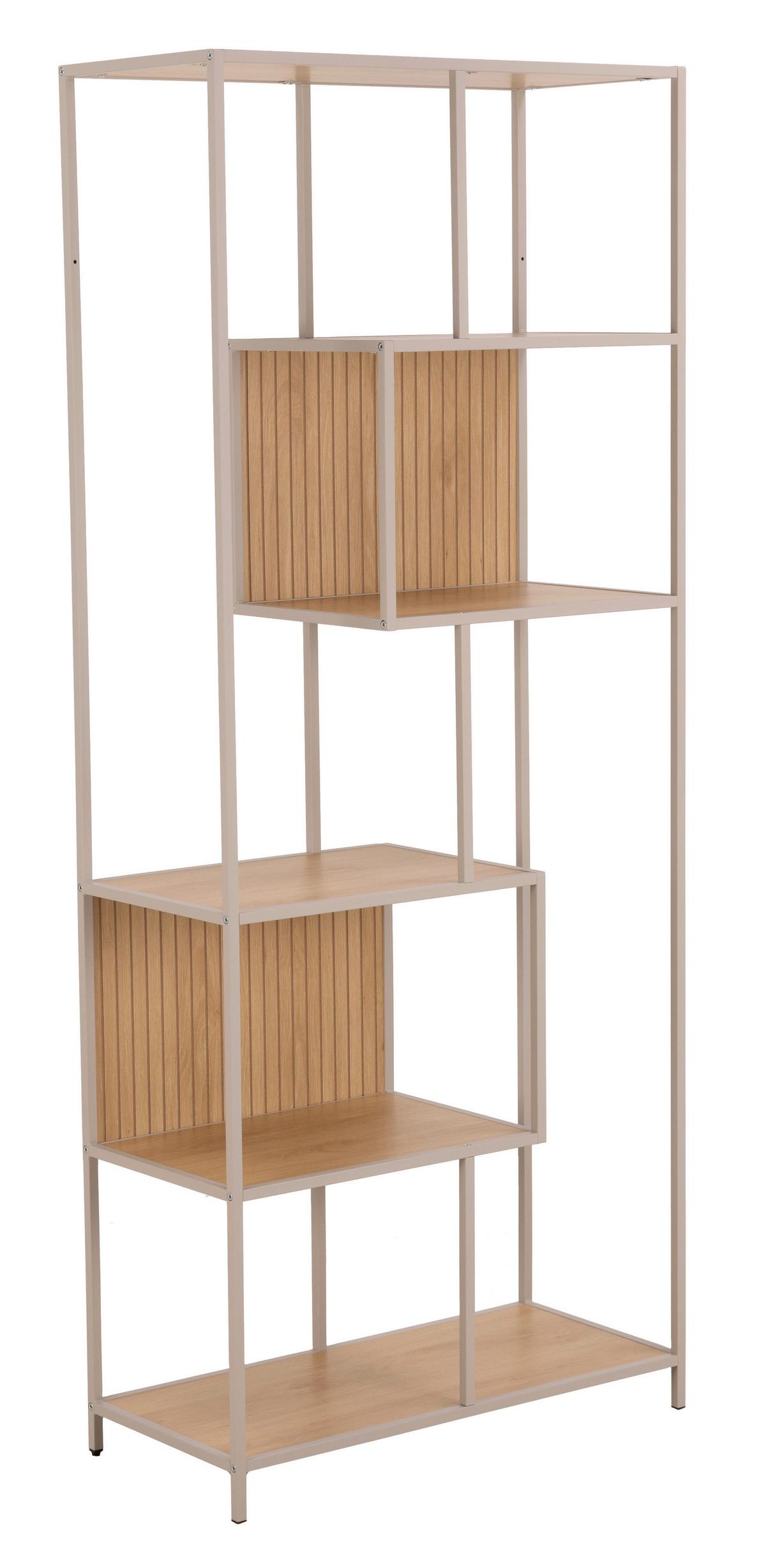 REGÁL SEAFORD - šedá/barvy dubu, Moderní, kov/kompozitní dřevo (77/185/35cm) - Xora