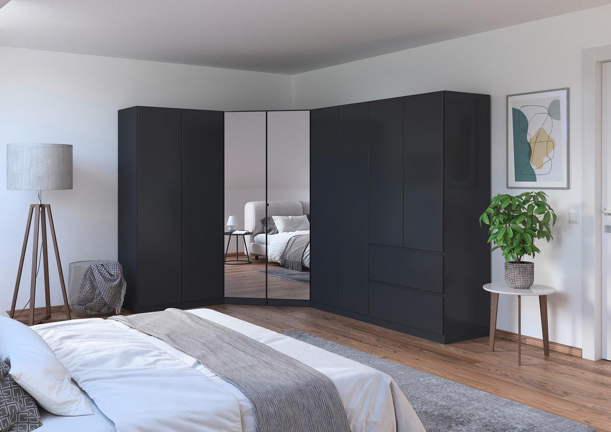 Eckkleiderschrank Costa Grau B: 208 cm - Grau, MODERN, Holzwerkstoff (208/197/298cm) - Rauch Möbel