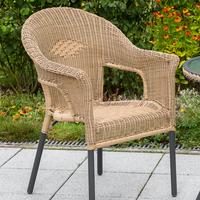 Gartensessel 2er-Set Stapelbar Ravenna Kunststoffgeflecht - Graphitfarben/Naturfarben, ROMANTIK / LANDHAUS, Kunststoff/Metall (67/87/61cm) - Gardenson