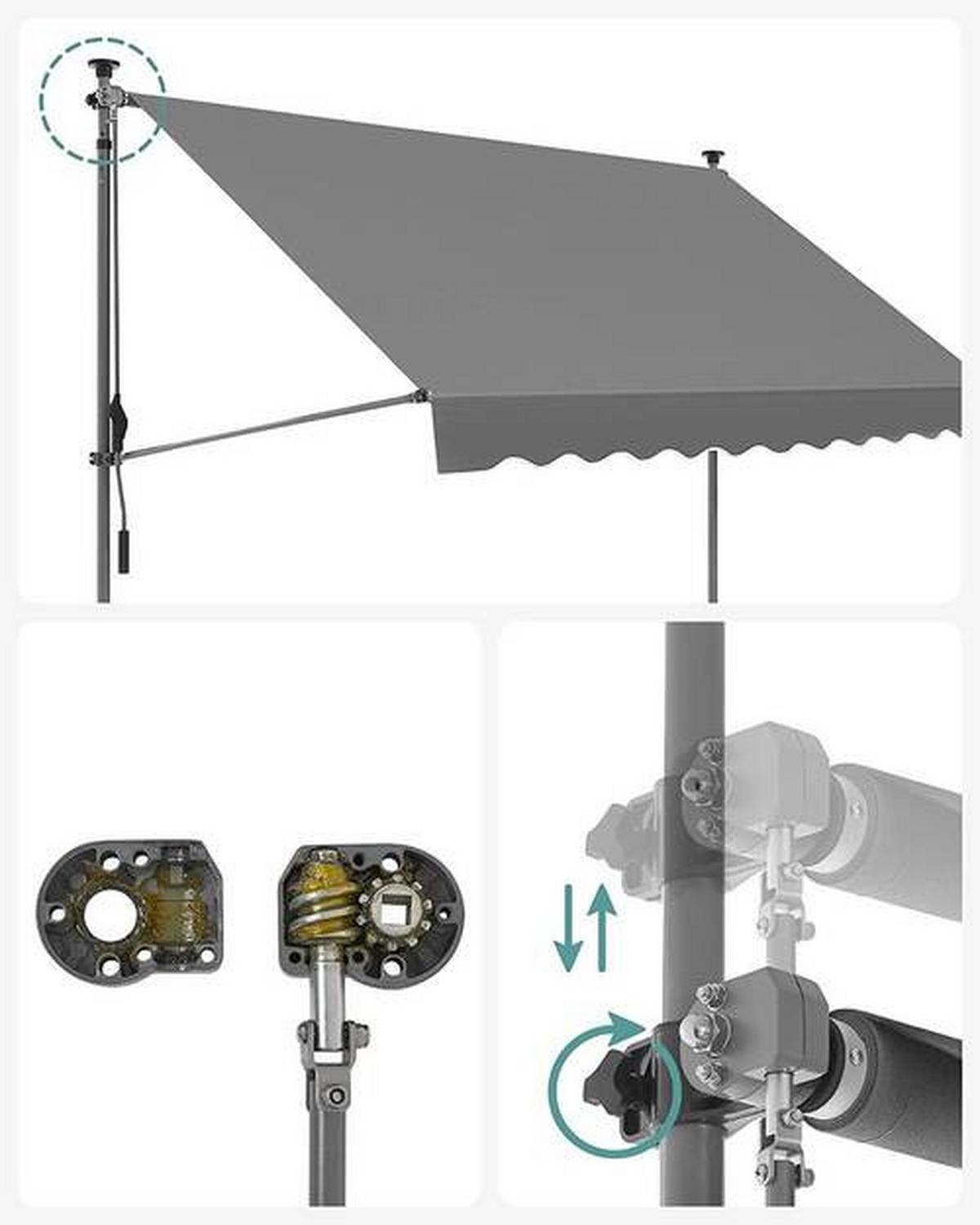 Klemmmarkise Anthrazit BxH: 180x300 - Anthrazit/Alufarben, Basics, Textil/Metall (180/300cm) - Modante