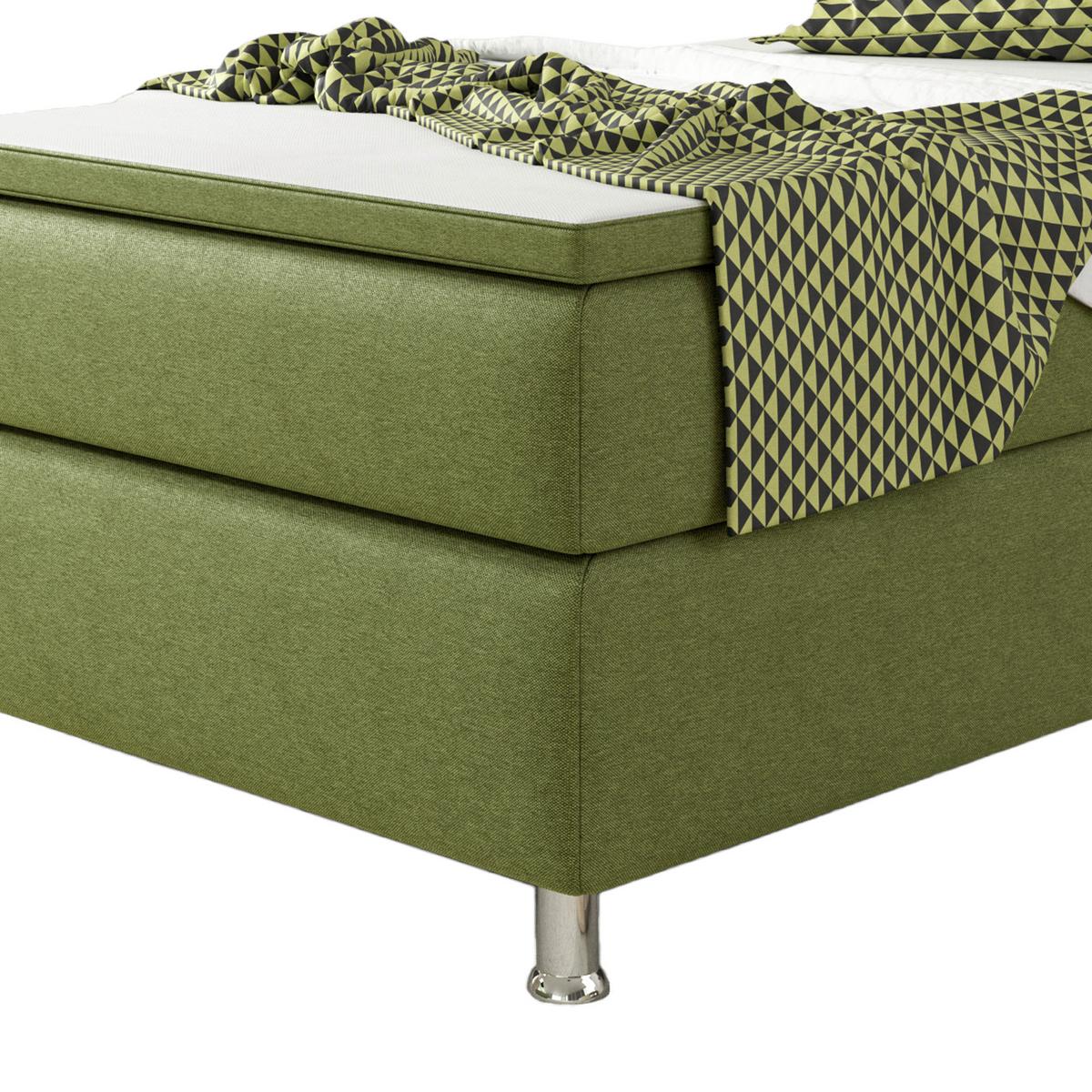 Boxspringbett mit Topper / Matratze 90x200 cm Köln - Silberfarben/Grün, KONVENTIONELL, Textil (90/115/210cm) - MID.YOU