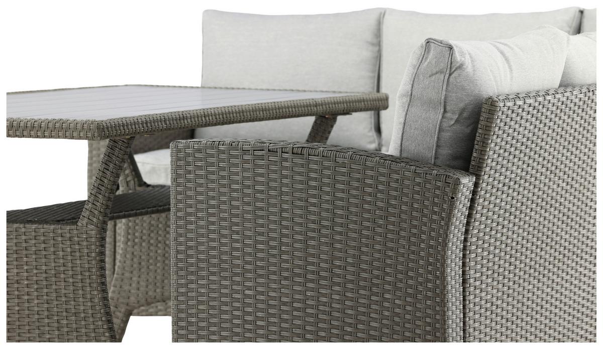 Loungegarnitur 3-Tlg Brentwood aus Kunststoff mit Kissen - Grau, KONVENTIONELL, Kunststoff - Gardenson