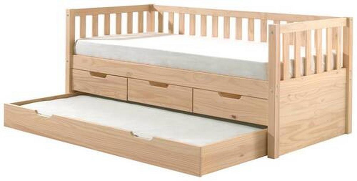Ausziehbett Kiefer +lattenrost 90x200 cm Fritz Kieferfarben - Kieferfarben, MODERN, Holz/Holzwerkstoff (90/200cm) - MID.YOU