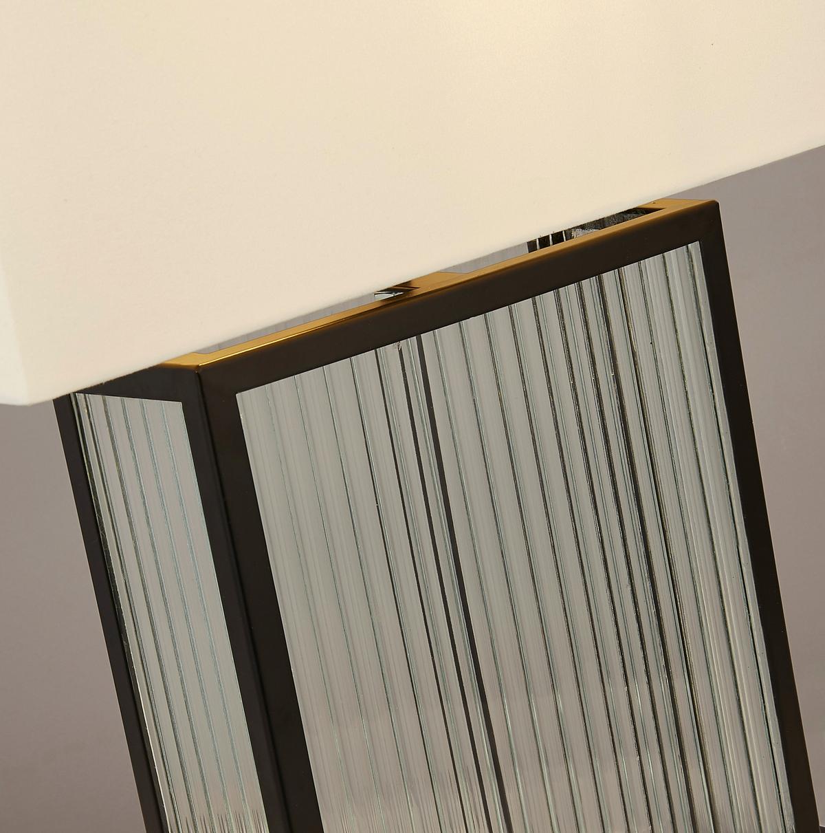 Tischleuchte Eu54210bk Clarendon - Schwarz/Weiß, Design, Glas/Kunststoff (40/53/20cm)