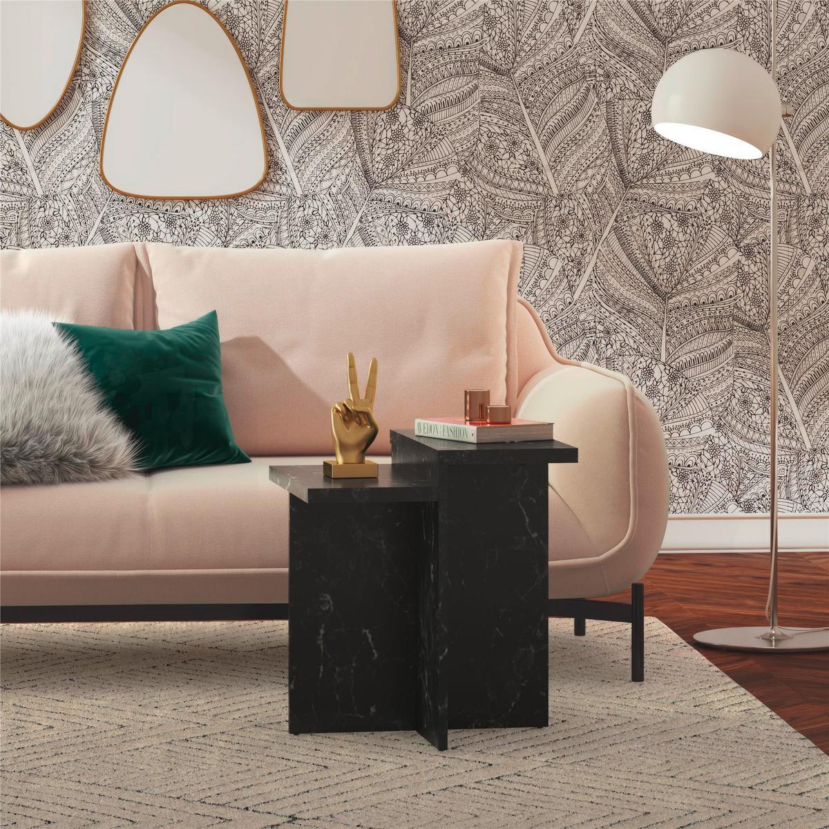 Beistelltisch Brielle Schwarz Marmoroptik B: 56 Cm - Schwarz, Design, Holzwerkstoff (56/61/56cm) - MID.YOU