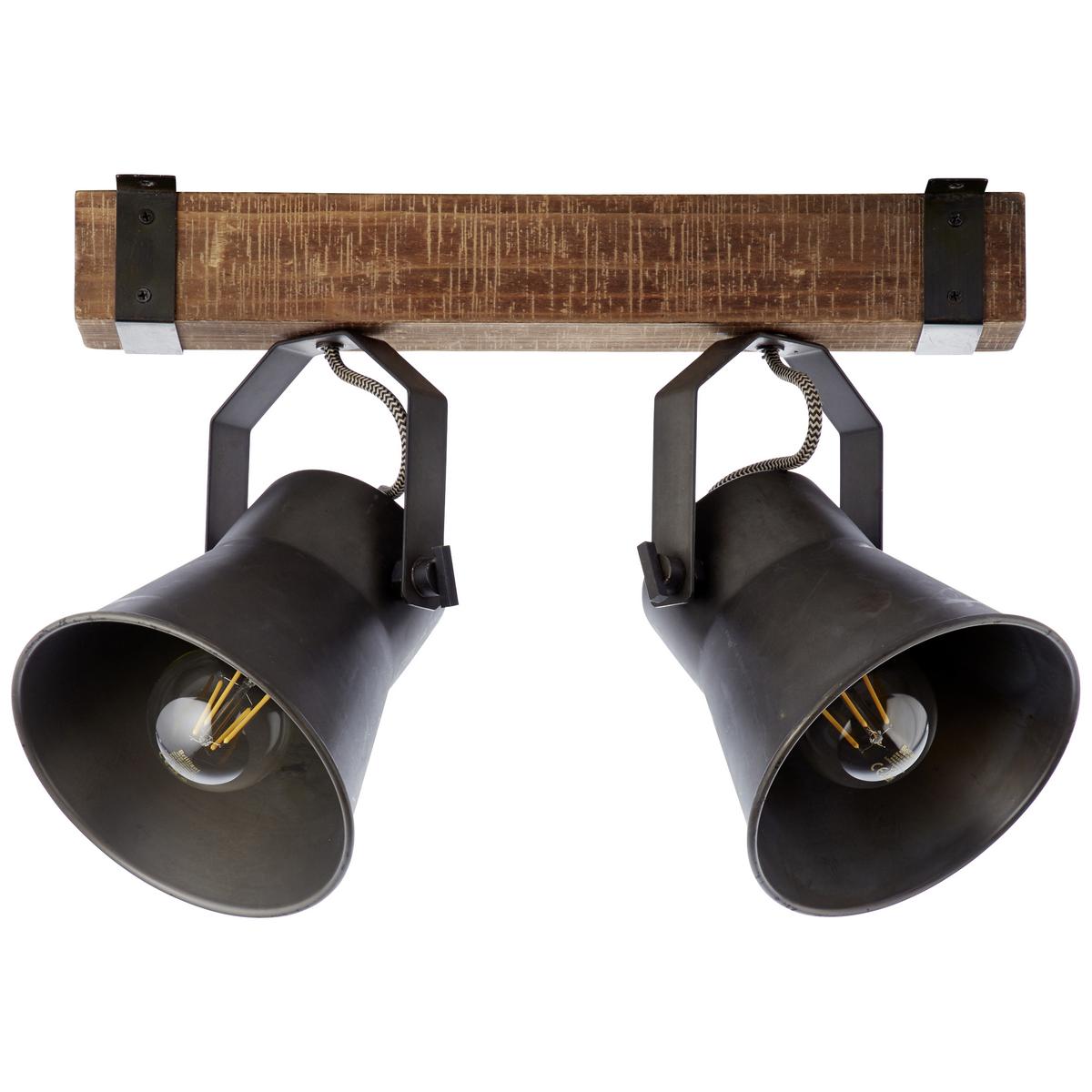 Strahler Plow 2-flammig Drehbar, Schwenkbar L: 40 Cm - Schwarz, Design, Holz/Metall (40/24cm) - Brilliant