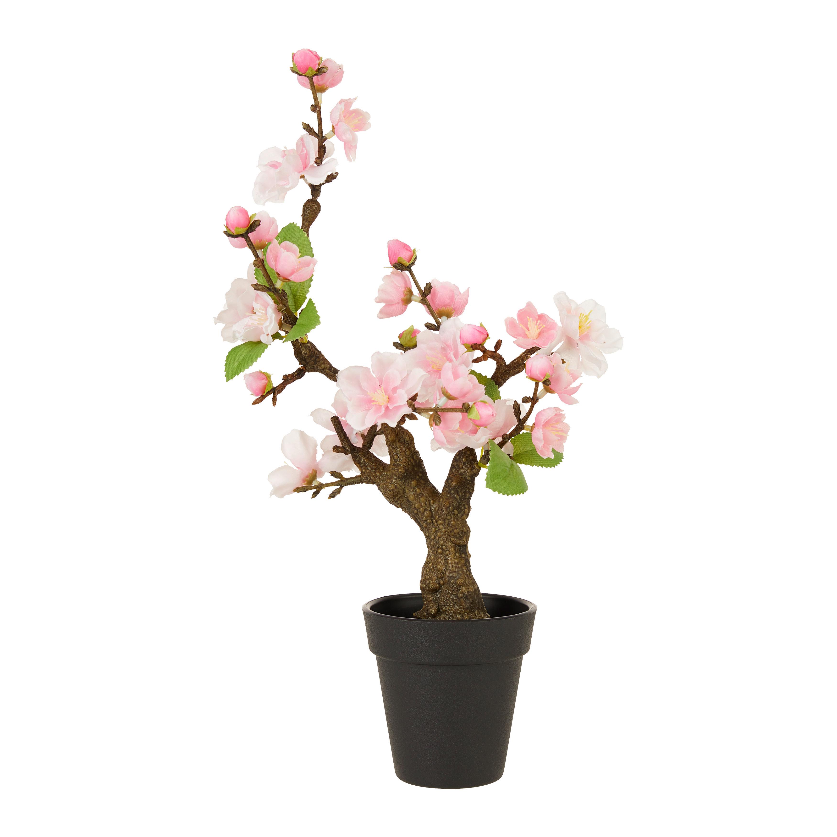 Umělá rostliny Třešeň-Bonsai, V:32cm - růžová/černá, Basics, plast (32cm) - Modern Living